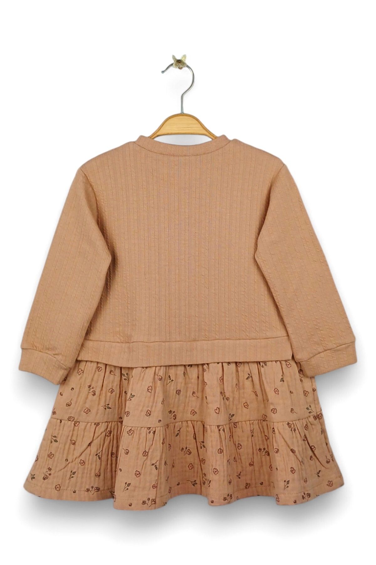 Via Girls-Girl's 3-6 Years Jacquard Pattern Floor Skirt Long Sleeve Dress |   3-6 Years Old Children's Clothing 4