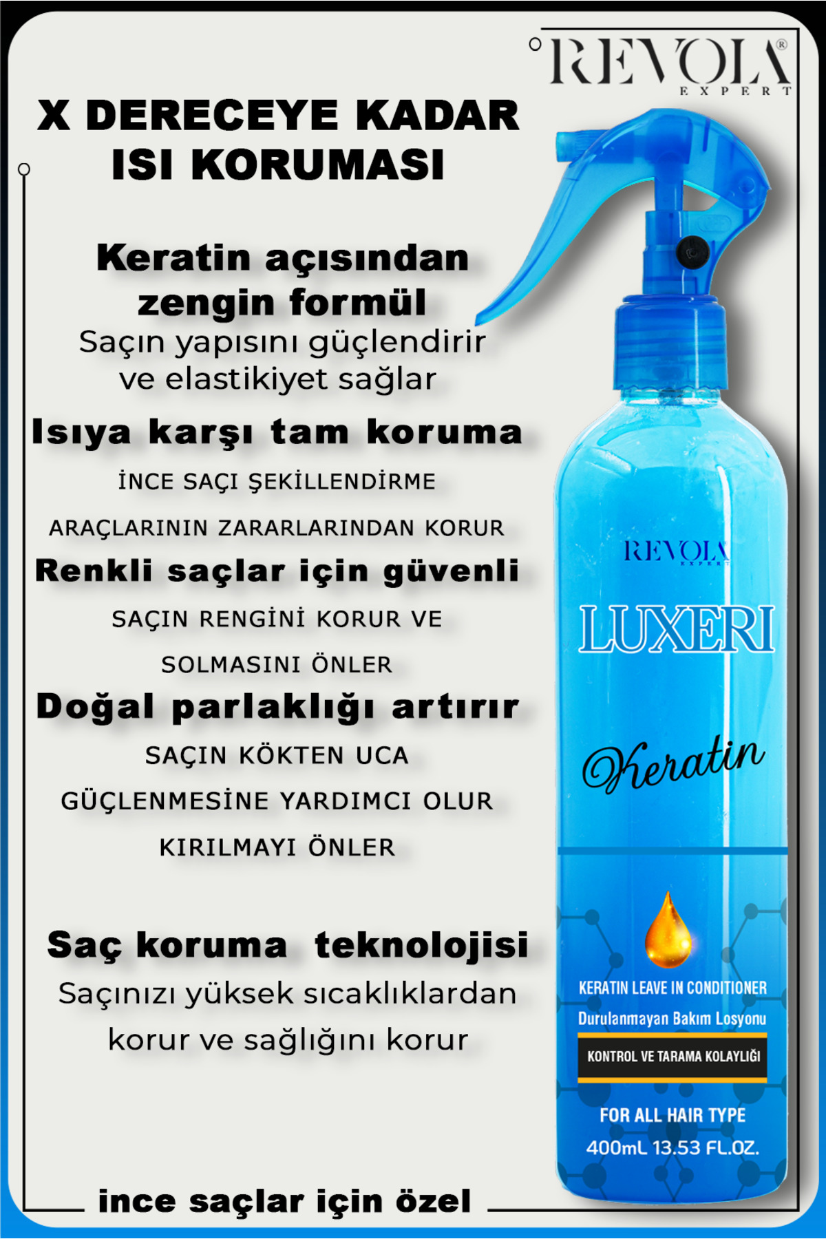 KERATİN FÖN SUYU SAÇ BAKIM LOSYONU 400 ml — MAVI001 — تصویر 3 از 3