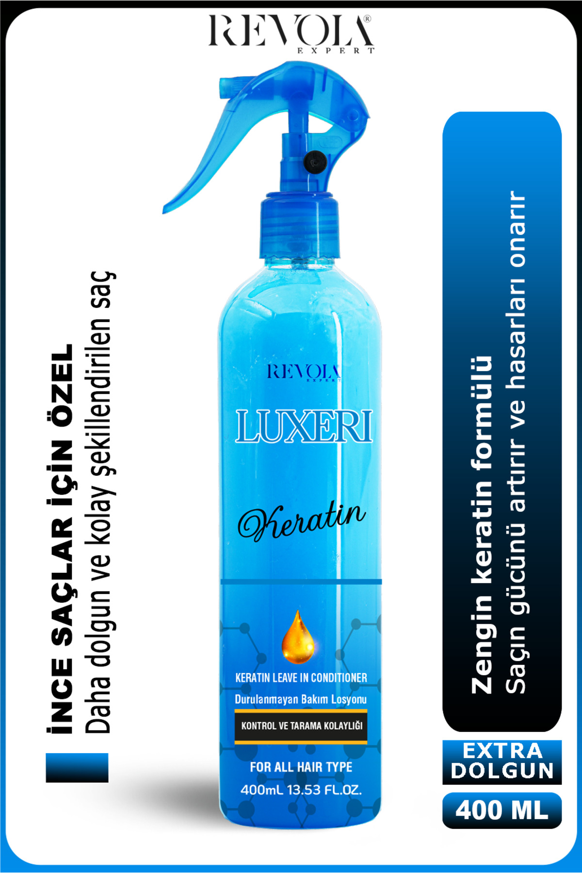 REVOLA EXPERT KERATİN FÖN SUYU SAÇ BAKIM LOSYONU 400 ml — MAVI001