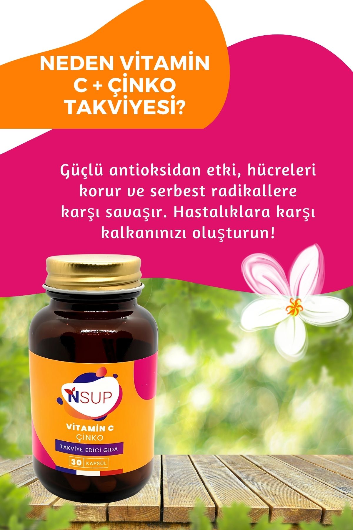NSUP-فيتامين C + الزنك - مكمل غذائي - دعم قوي للمناعة وحماية الخلايا! 3