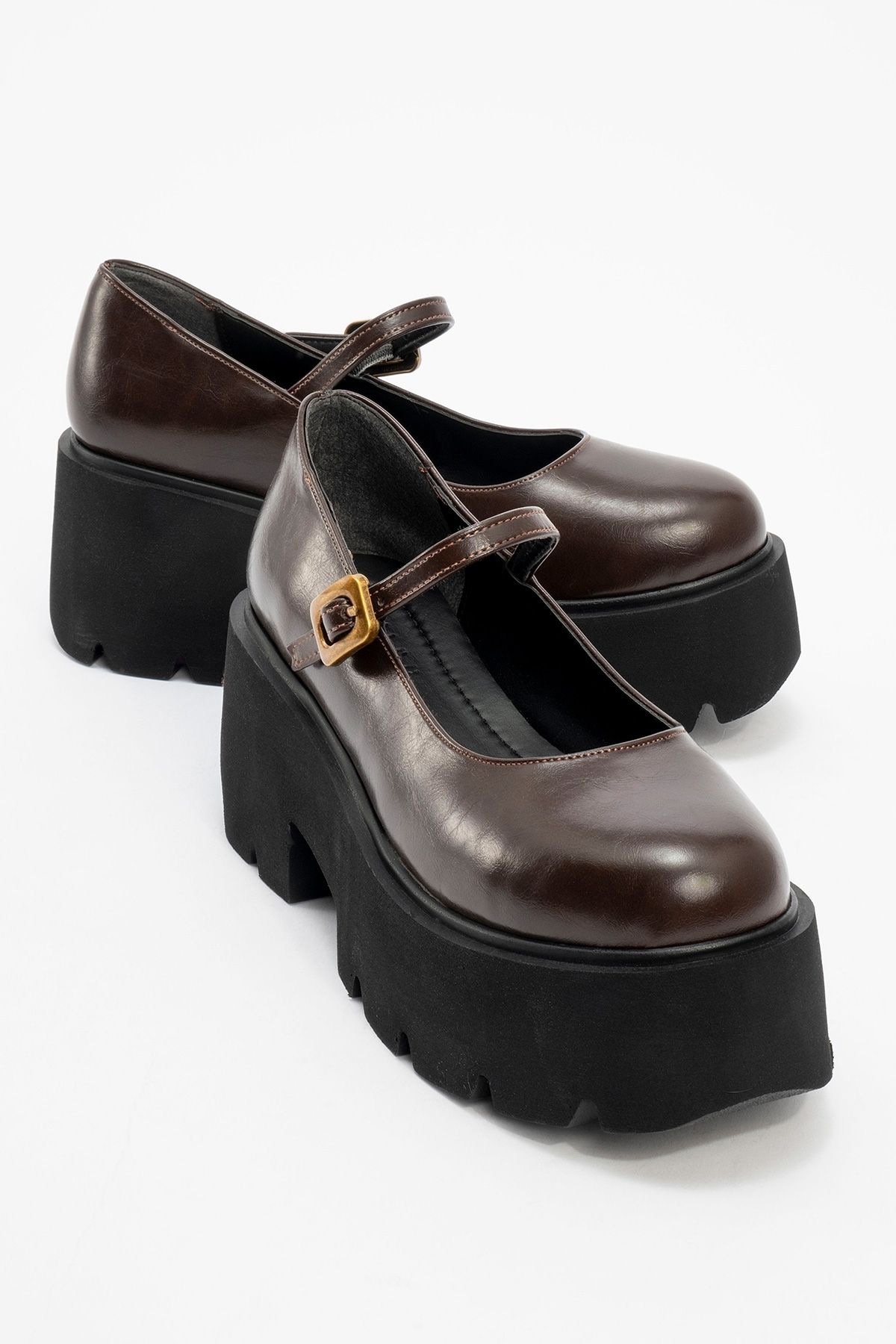 کفش راحتی زنانه با کفی ضخیم قهوه ای LINLEY luvishoes