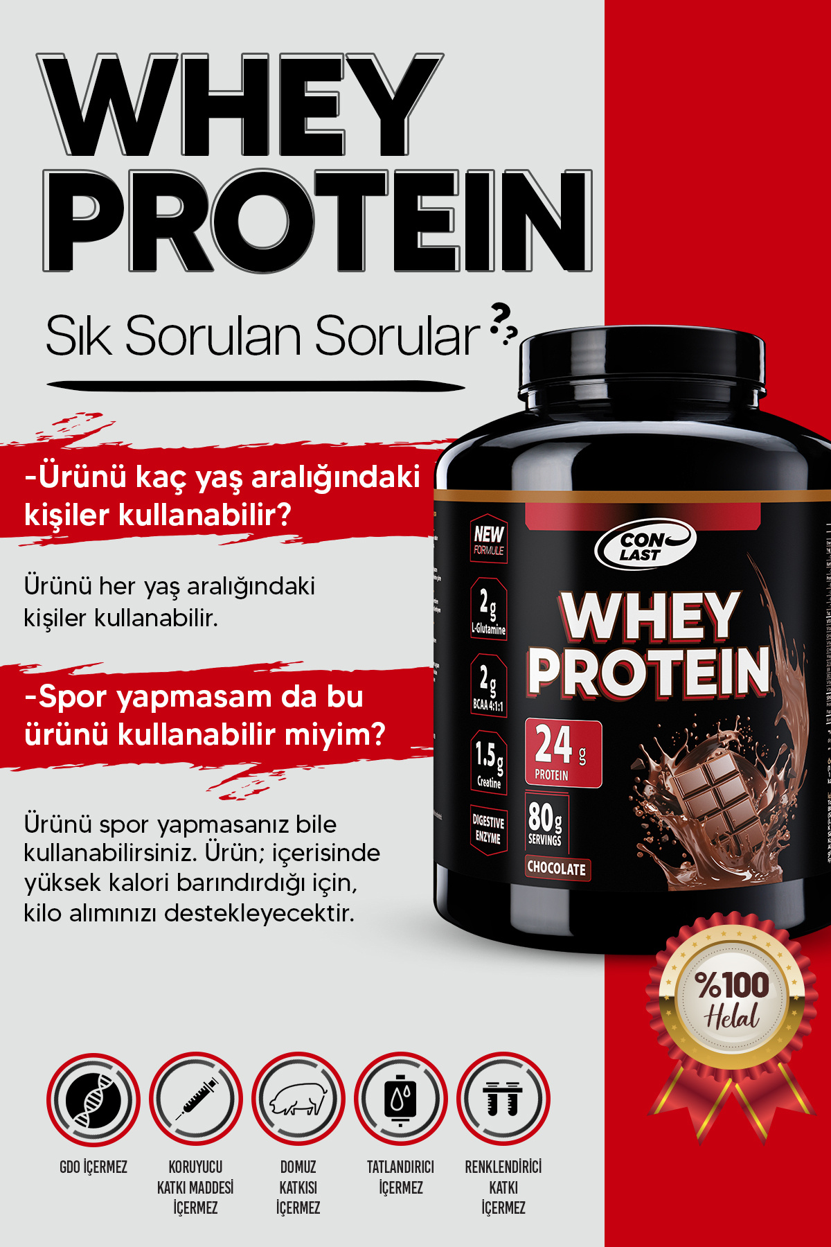 Conlast Maksimum Gelişim Paketi Whey Protein 2000g Çikolatalı