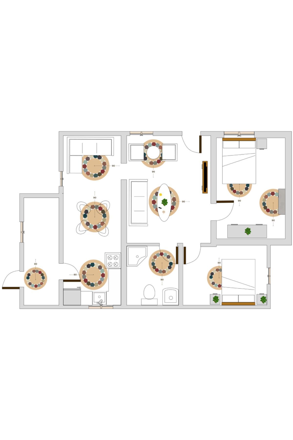 English Home-Juteteppich rund Boho und Ethno Look für Wohnzimmer, Schlafzimmer, Ankleidezimmer, 90x90 cm 7