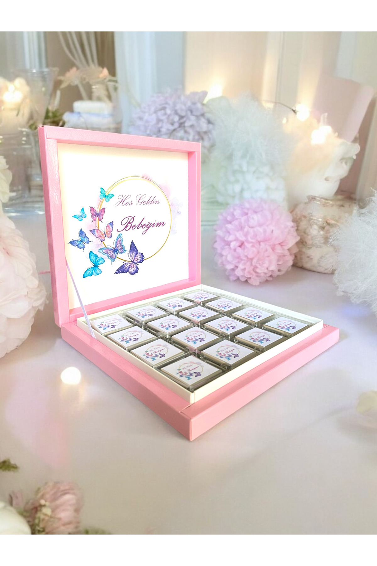 altıniz gıda (ELİTÇİKOLATA) Isme Özel Kelebek Kız Bebek Çikolatası Dogum-yaş Günü-hediyelik Çikolata48 Adt fotoğrafı 3 (önizleme)
