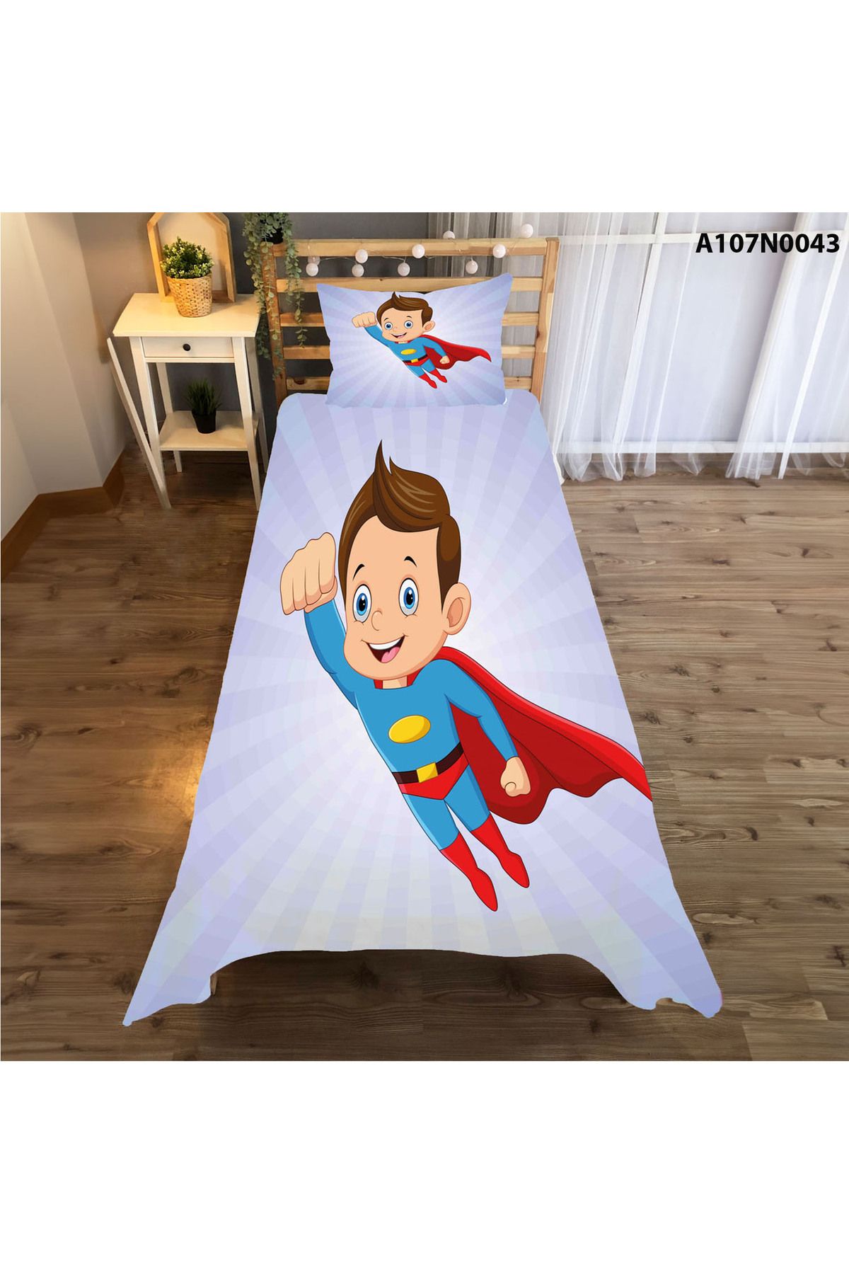 A2ZTR-Super Children's and Baby's Room - Curtain, Bedspread, Carpet, Square Wall Clock, Pillow and Dirty Cover 3