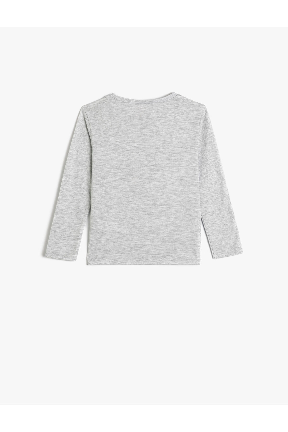 Koton Tişört Uzun Kollu Bisiklet Yaka Baskı Detaylı Pamuklu fotoğrafı 2 (önizleme)