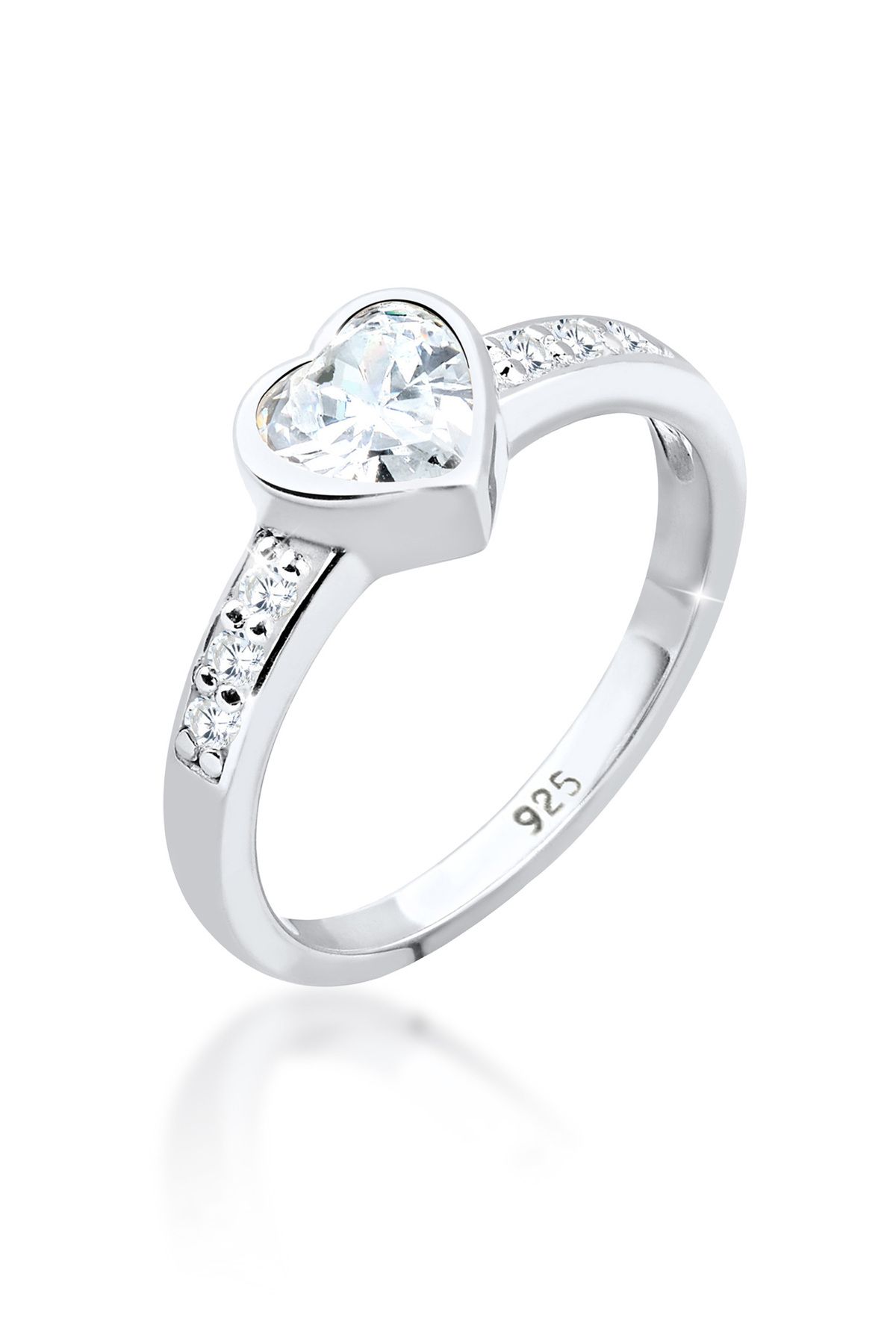 ELLI Ring Herz Symbol Verlobung Mit Zirkonia Kristallen In 925 Sterling Silber für Damen - 52