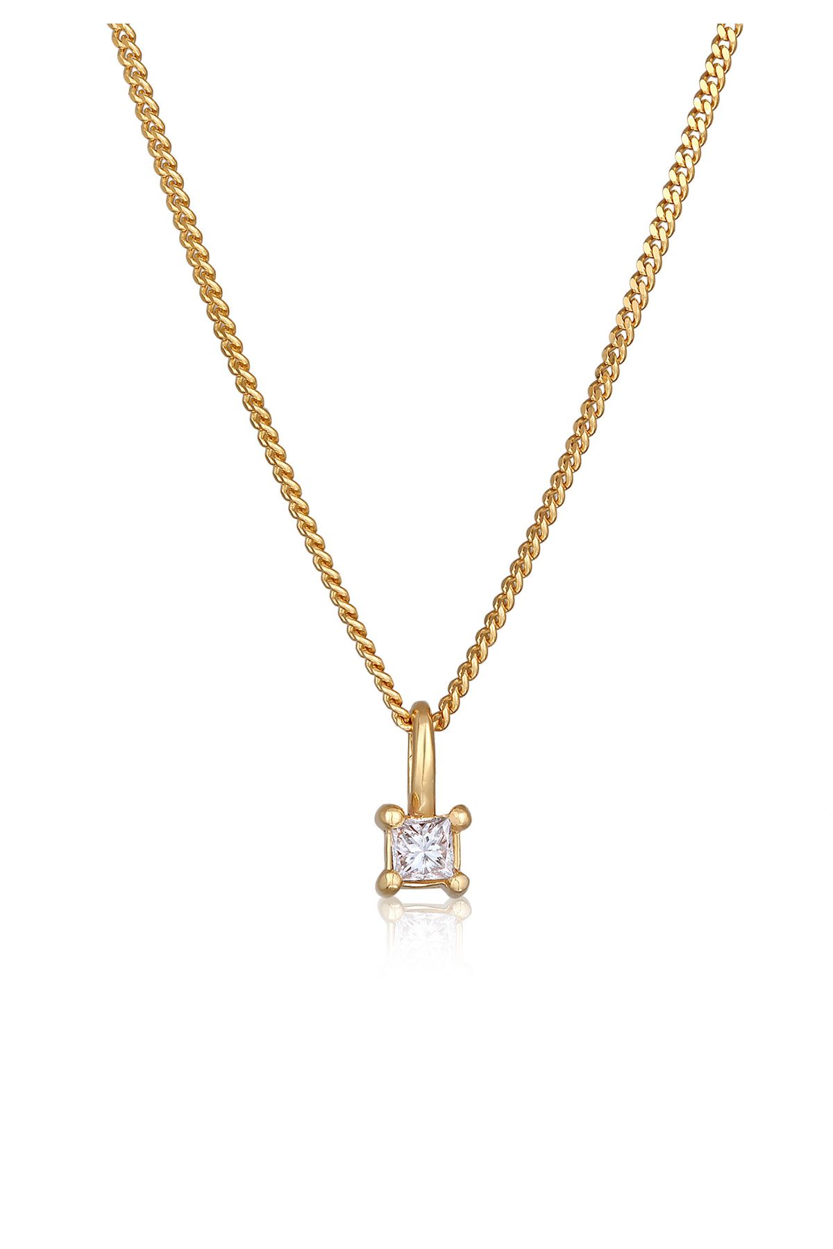 ELLI-Elegante Solitaire-Halskette mit Diamanten – quadratisches Design, 0,1 ct., 925er Sterlingsilber 1