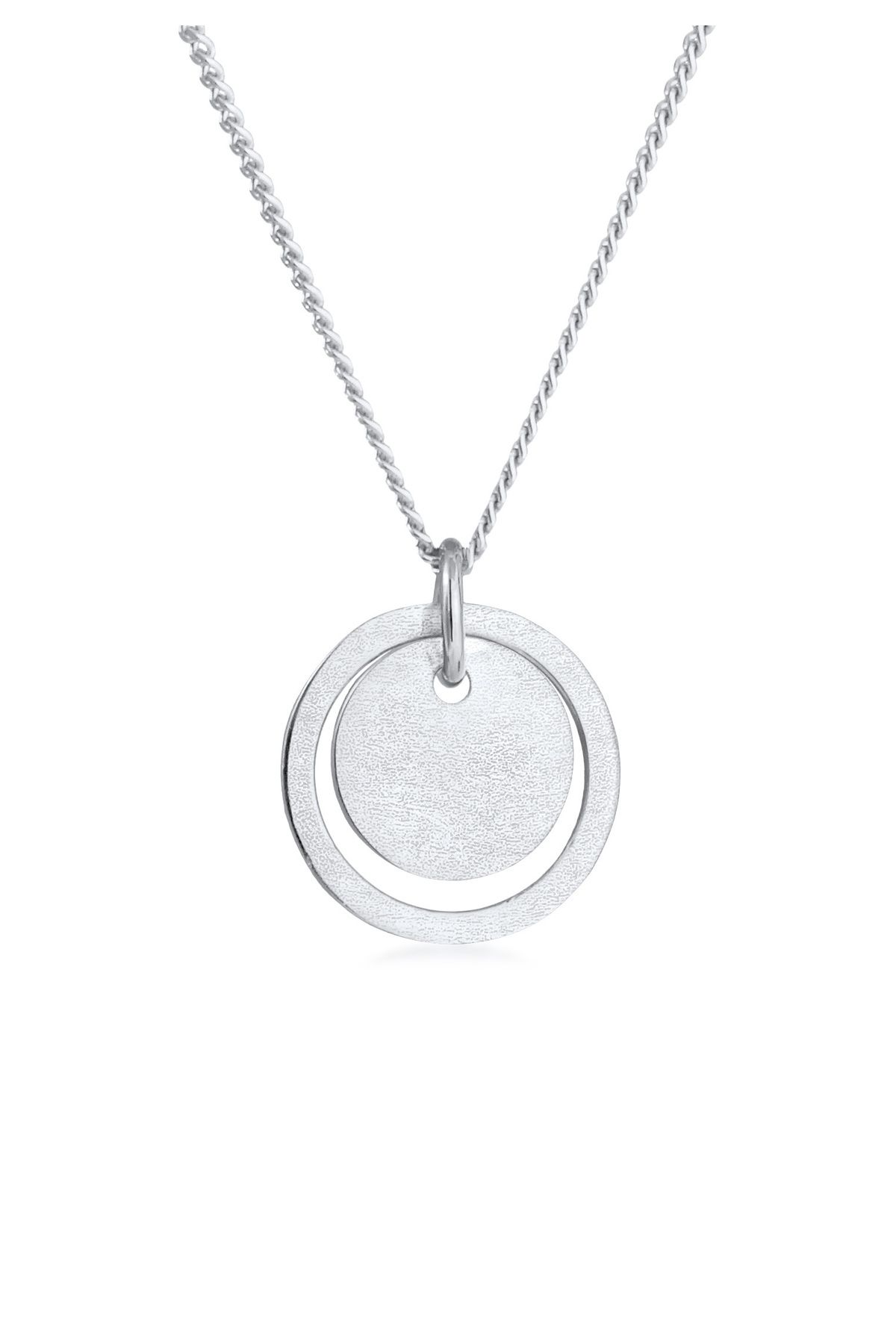 ELLI-Colier de damă cu pandantiv circular Geo Trend Matt Basic din argint 925 1