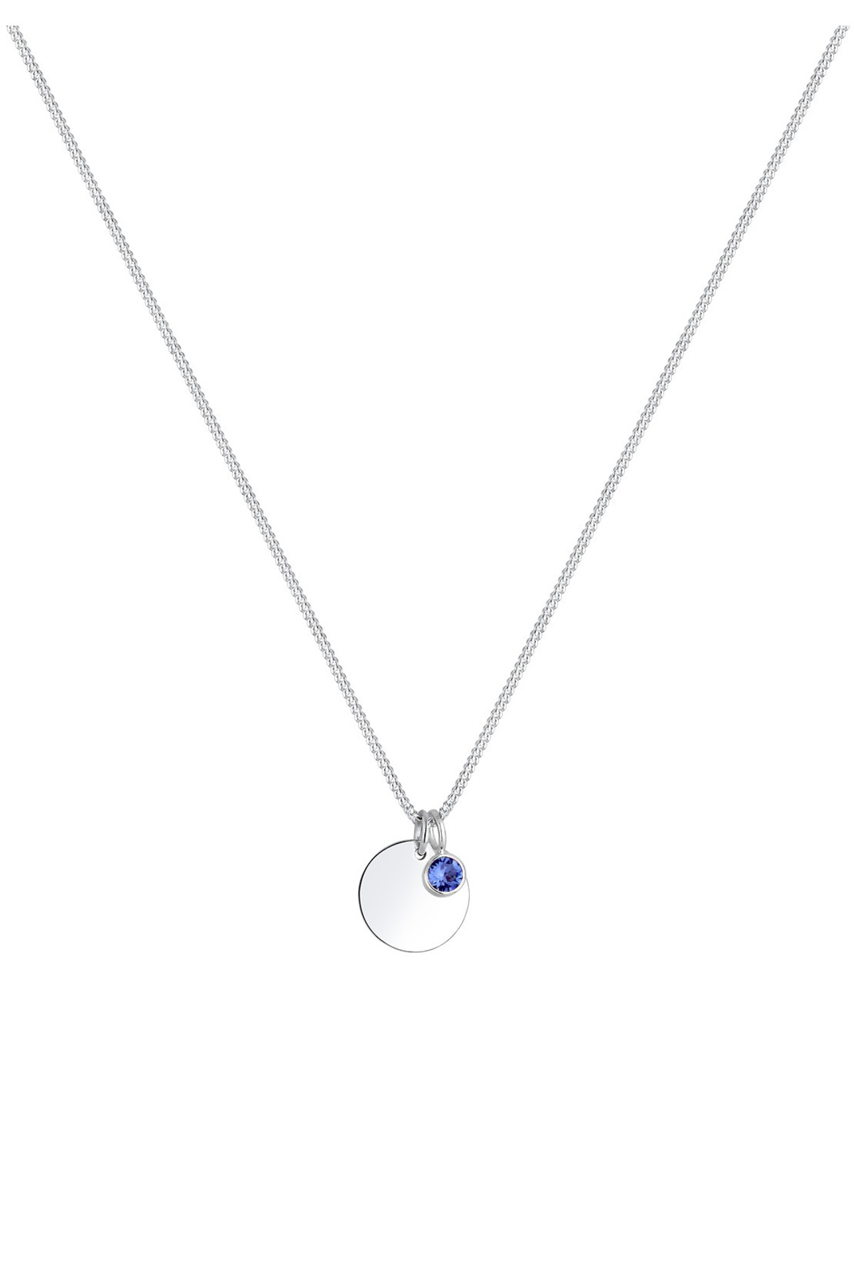 ELLI-Halskette Damen Plättchen Geburtsstein April Anhänger mit Kristall in 925 Sterling Silber 2