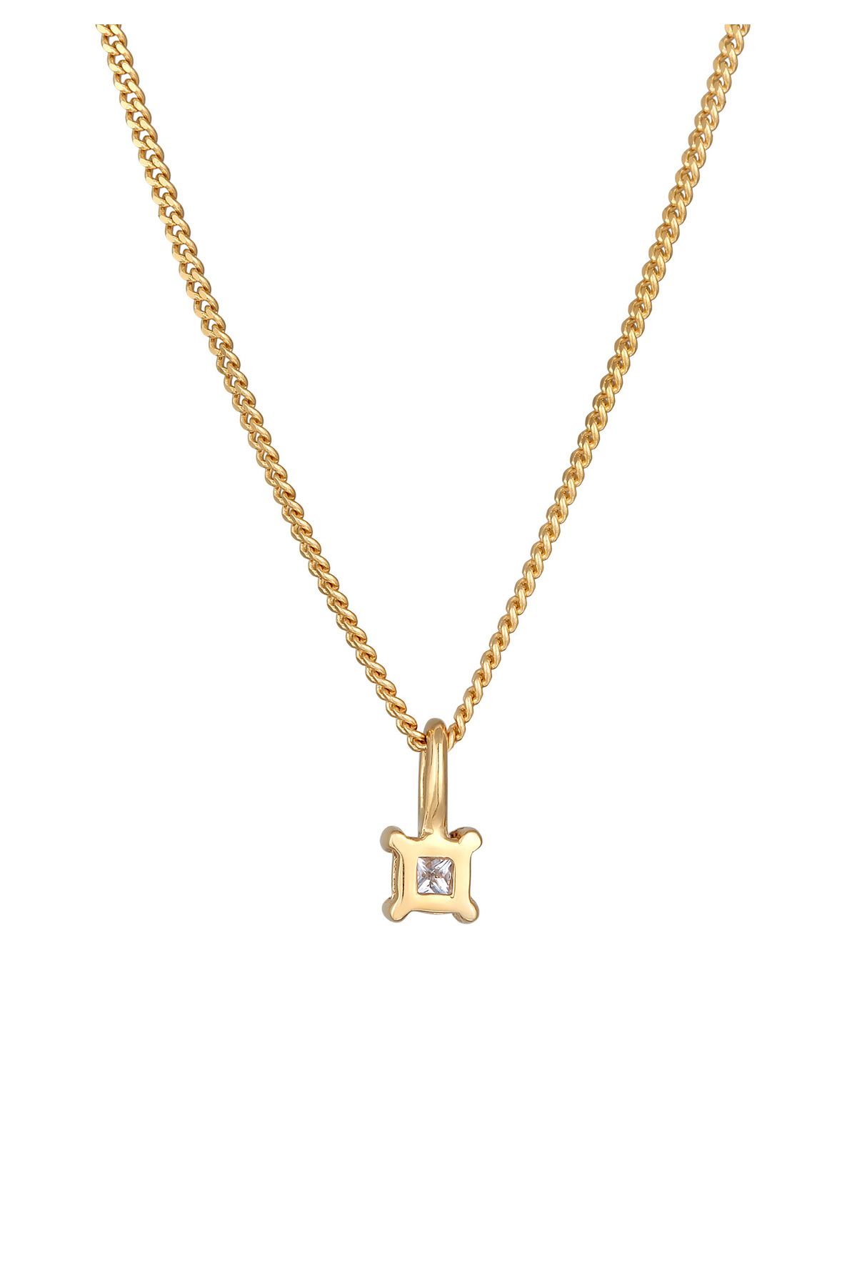 ELLI-Elegante Solitaire-Halskette mit Diamanten – quadratisches Design, 0,1 ct., 925er Sterlingsilber 3