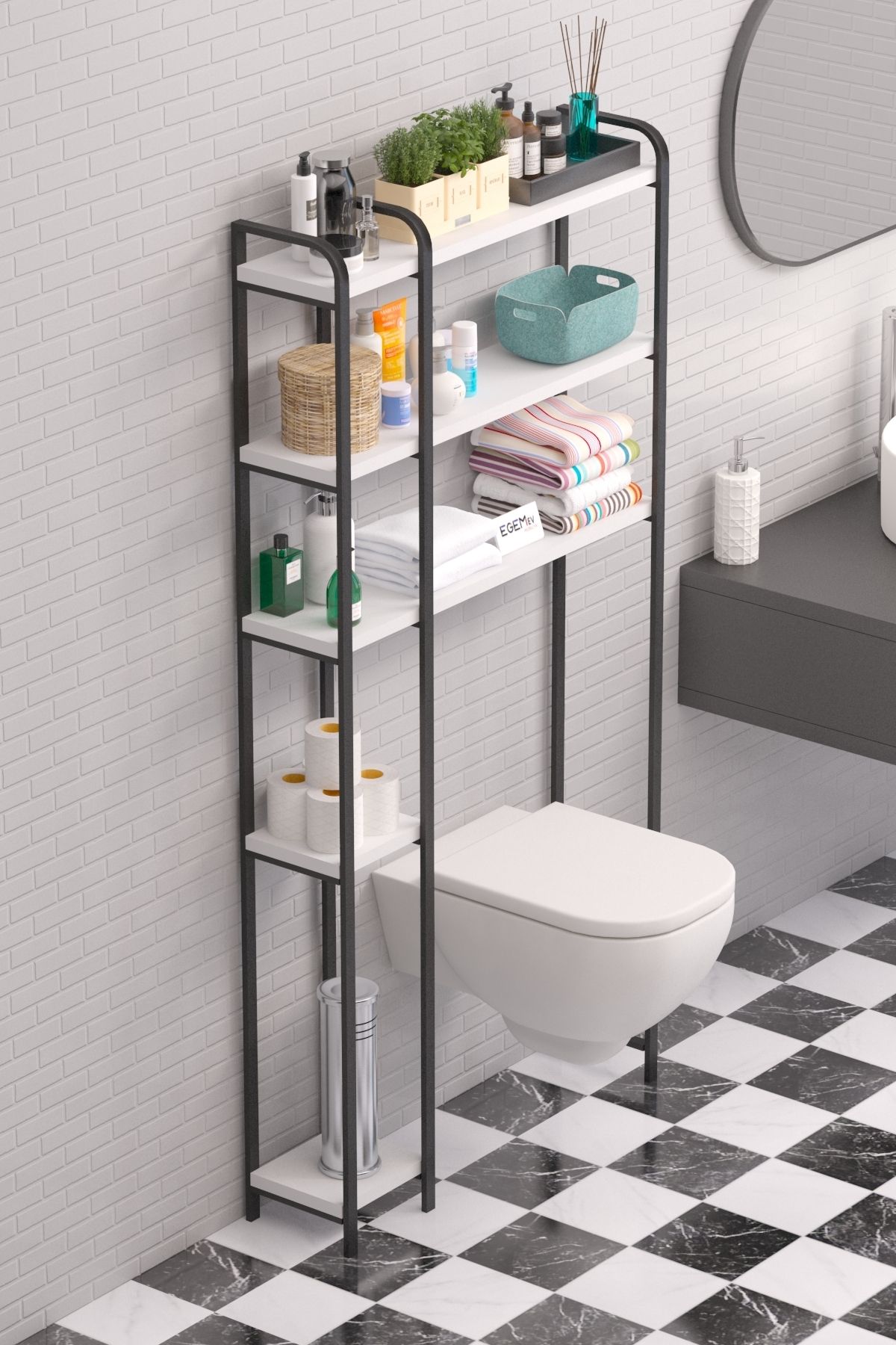 Wc Arkası çok amaçlı Banyo Düzenleyici Klozet Rafı Klozet Üstü Raf Ve fırçalık Havluluk