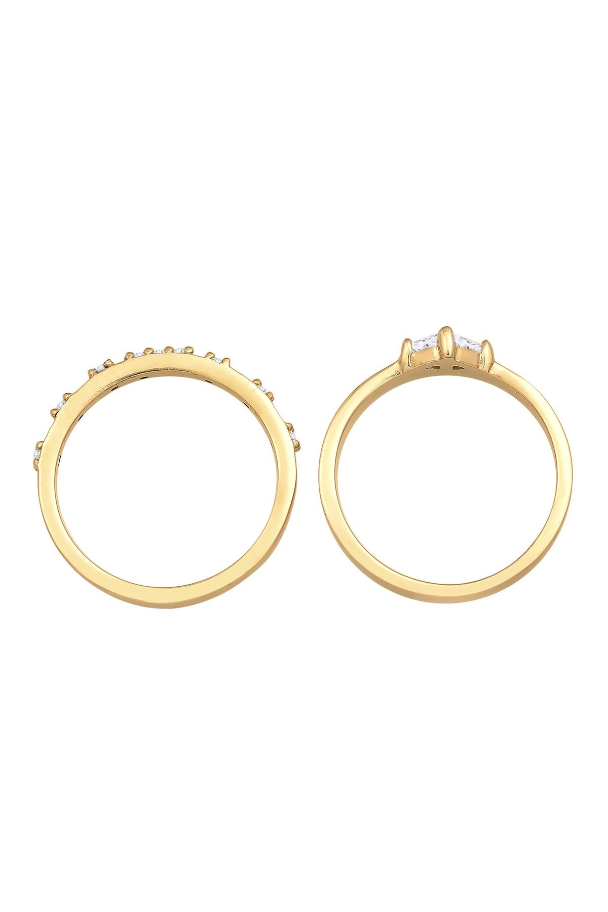ELLI-Ring Damen Set Solitär Verlobung mit Zirkonia Kristallen in 925 Sterling Silber 3