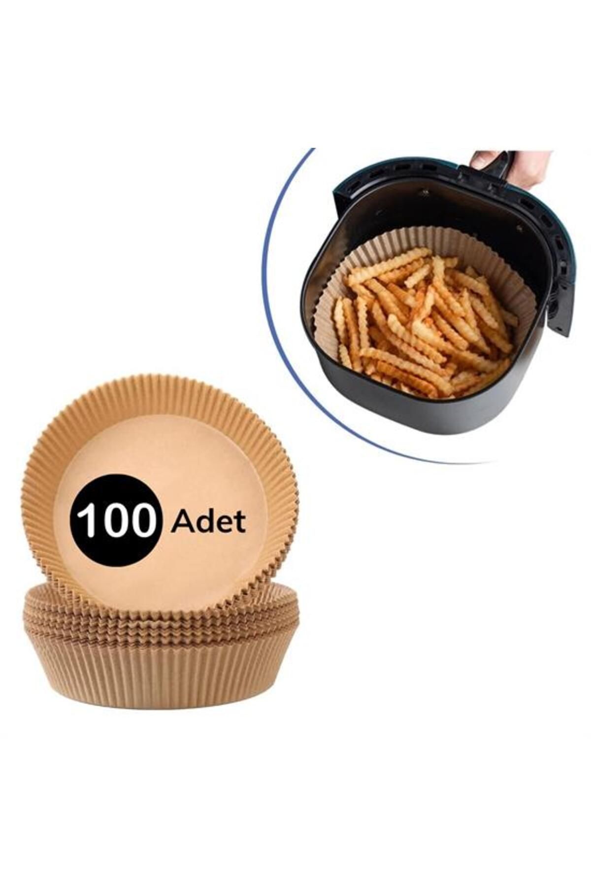 sahbülstore 100 Adet Air Fryer Pişirme Kağıdı Yağlı Kağıdı Yuvarlak Tabak Model (4767) - SBS5855-7249