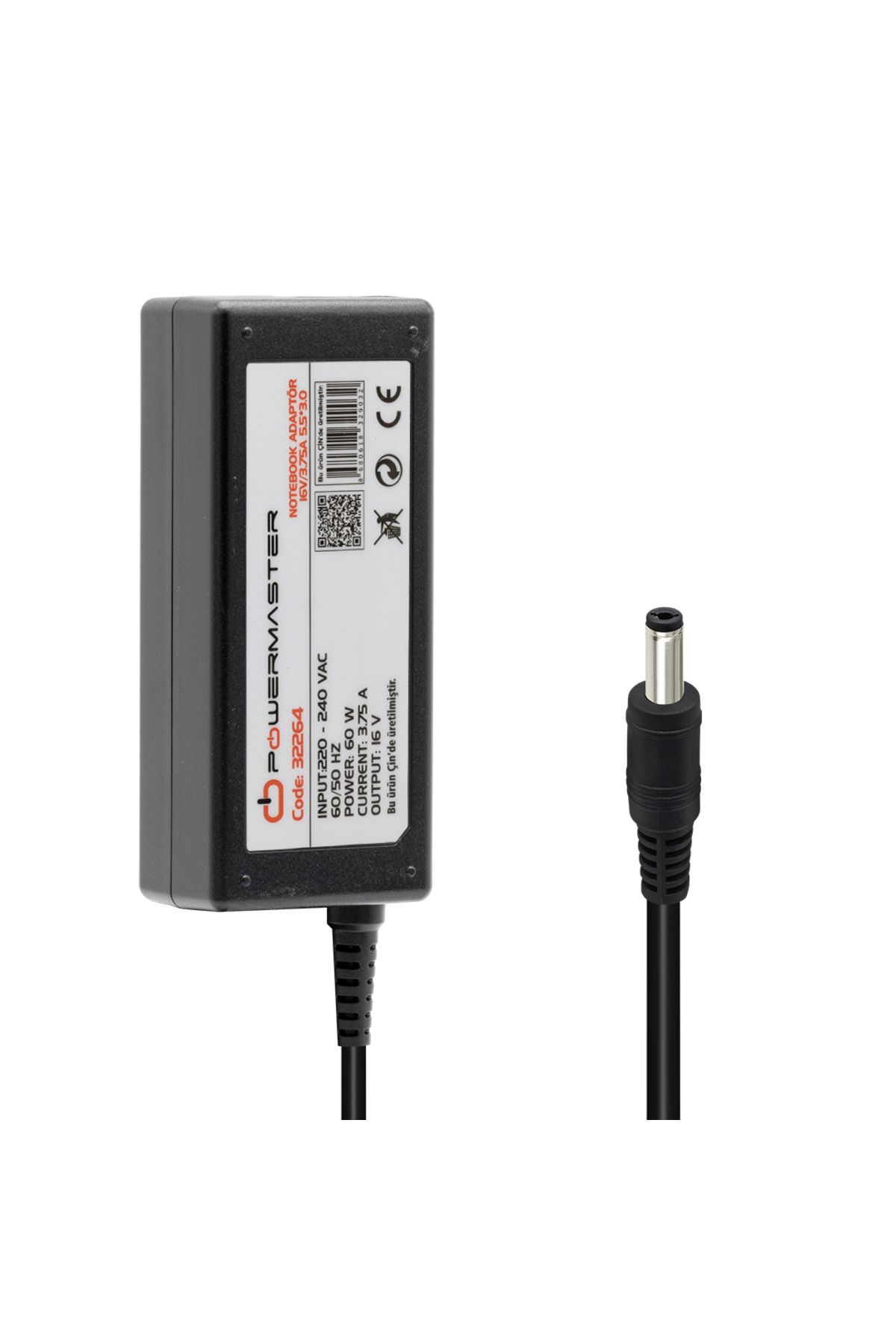 Powermaster PM-32264 16 VOLT - 3.75 AMPER 5.5*3.0 MM İĞNELİ UÇ ADAPTÖR (SAMSUNG NOTEBOOK)