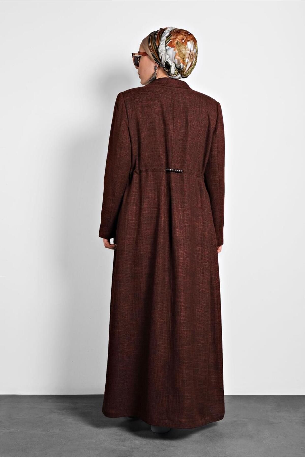 مانتوی بلند پوشیده نارنجی زنانه ZIPPERED 1355 پنهان آلوینا Alvina