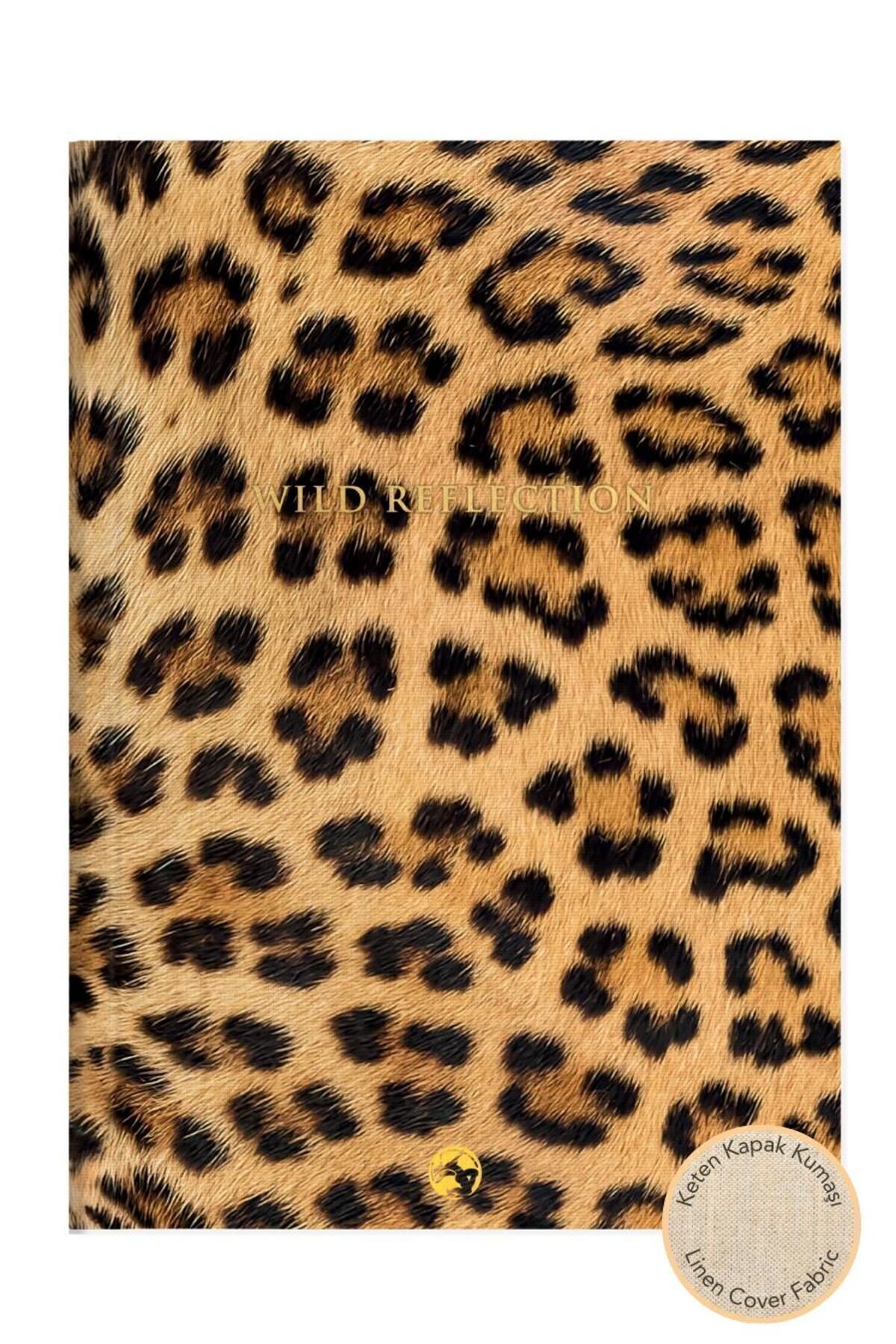 Le Color-دفتر ملاحظات عادي من الكتان بنمط الفهد مقاس 17x24 2