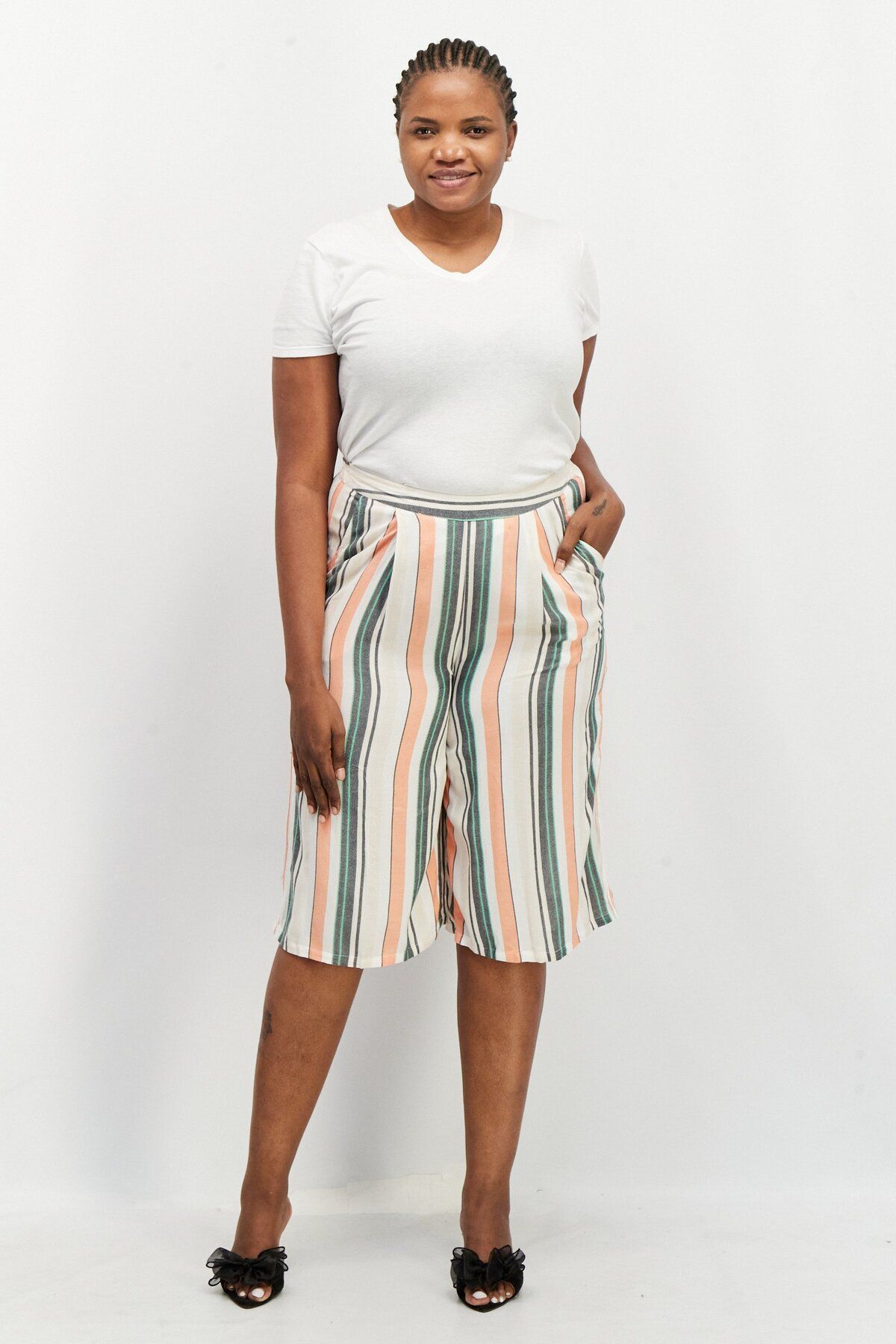Asos Design-Women Regular Fit Stripe Tokong Pants, Cream Combo 4