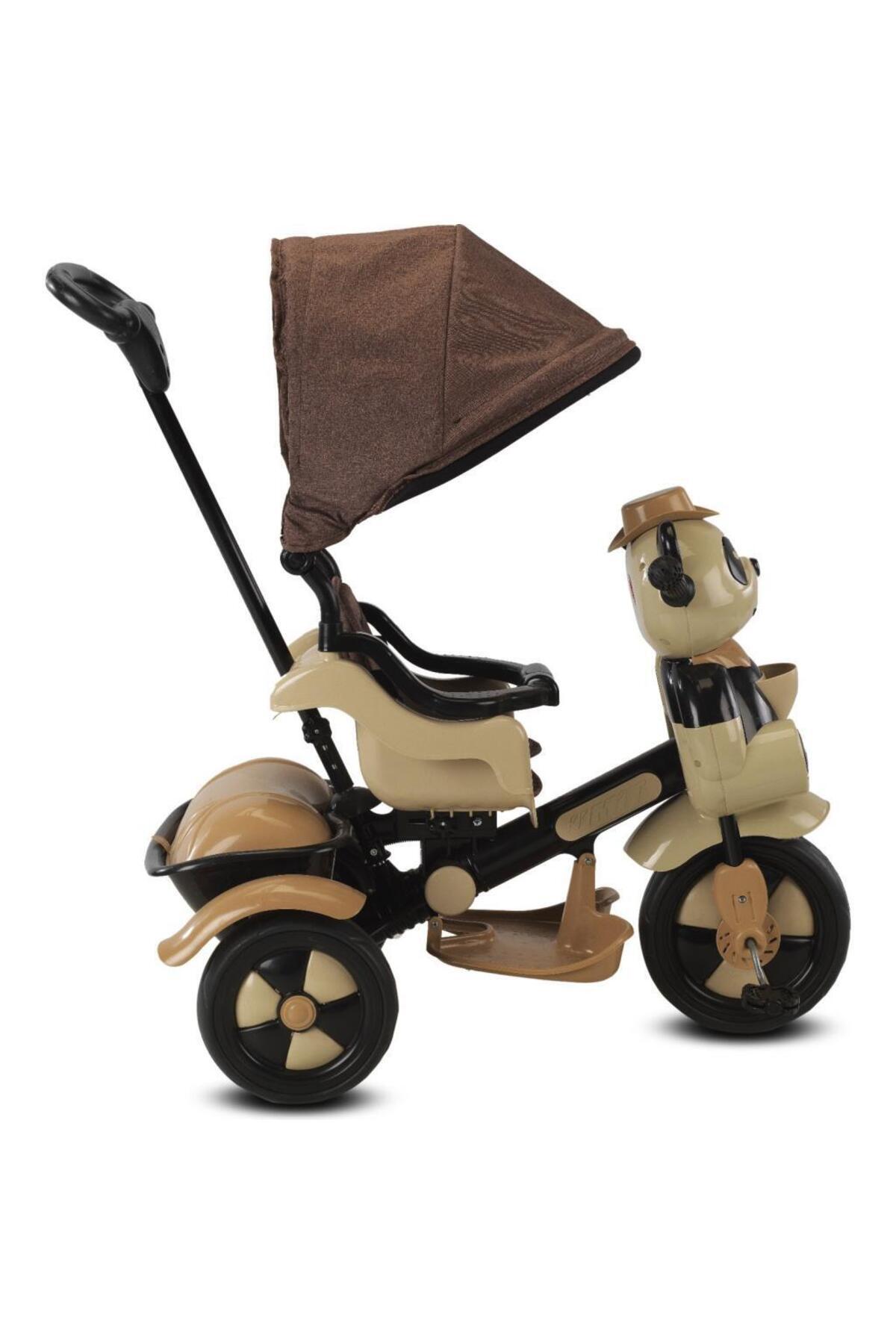 Babyhope 127 Panda Üç Tekerlekli Tenteli Ebeveyn Kontrollü Bisiklet Çocuk Bisikleti Kahverengi fotoğrafı 2 (önizleme)
