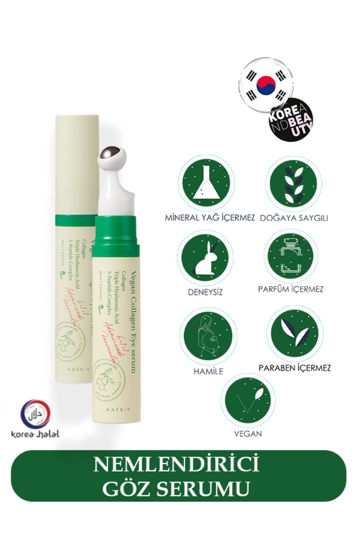 AXIS-Y Vegan Collagen Eye Serum 10 ml - Kolajen Içeren Nemlendirici Ve Kırışık Giderici Göz Serumu