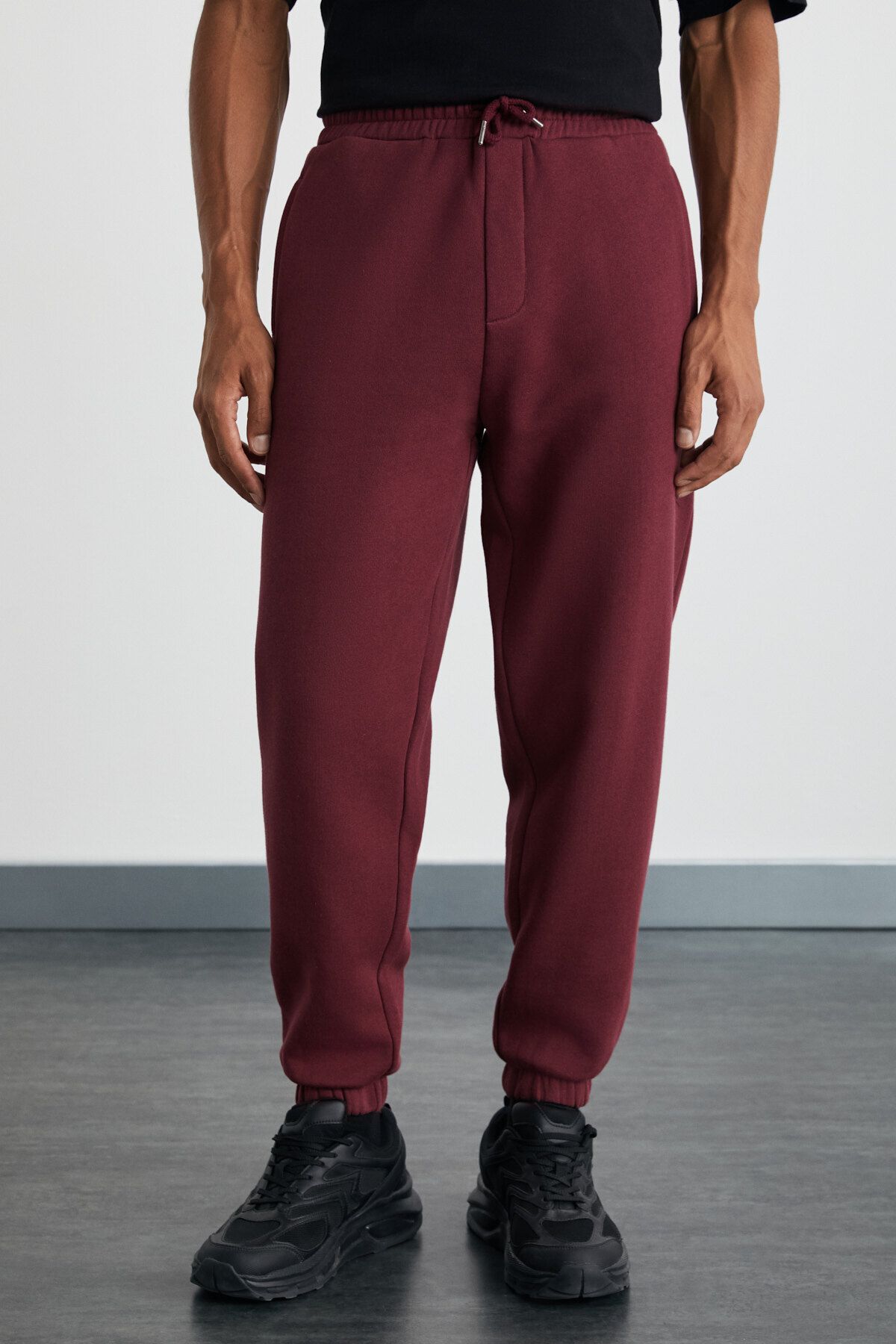 GRIMELANGE-Kyoto Men's - Soft Red Sweatpants 3 Thread, Elastic Leg, Relaxed Fit 2