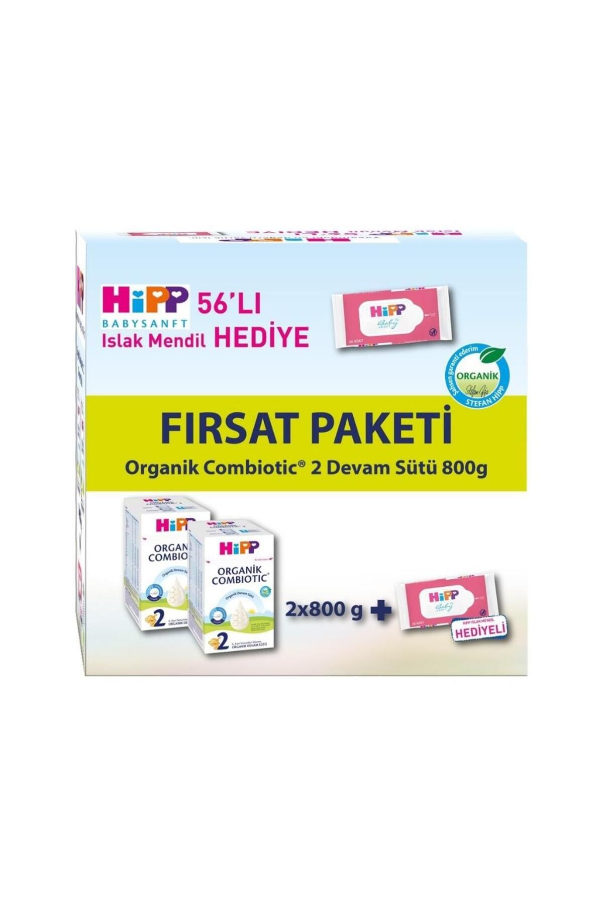 Hipp 2 Organik Bebek Sütü Combiotic 800 gr X 2 Adet Avantaj Paketi (ISLAK MENDİL HEDİYELİ)