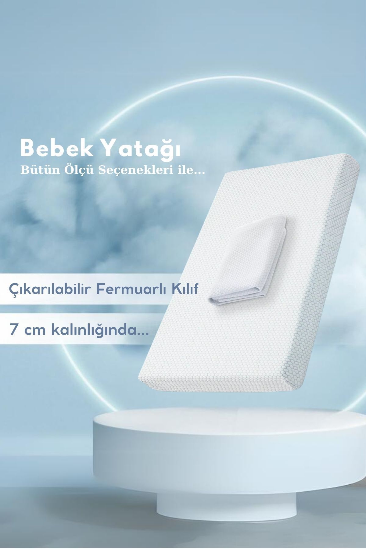 Elyaf Sepeti Bebek Yatağı Park Beşik Yatağı Çocuk Yatakları Oyun Parkı Yatağı Fermuarlı Cotton Kılıf 60x100