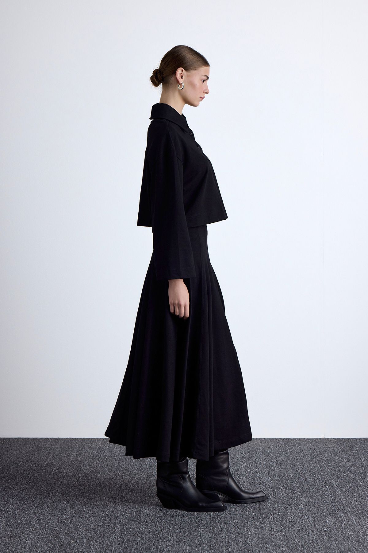 PREMIUM ÖRME OVERSIZE GÖMLEK SİYAH - 7
