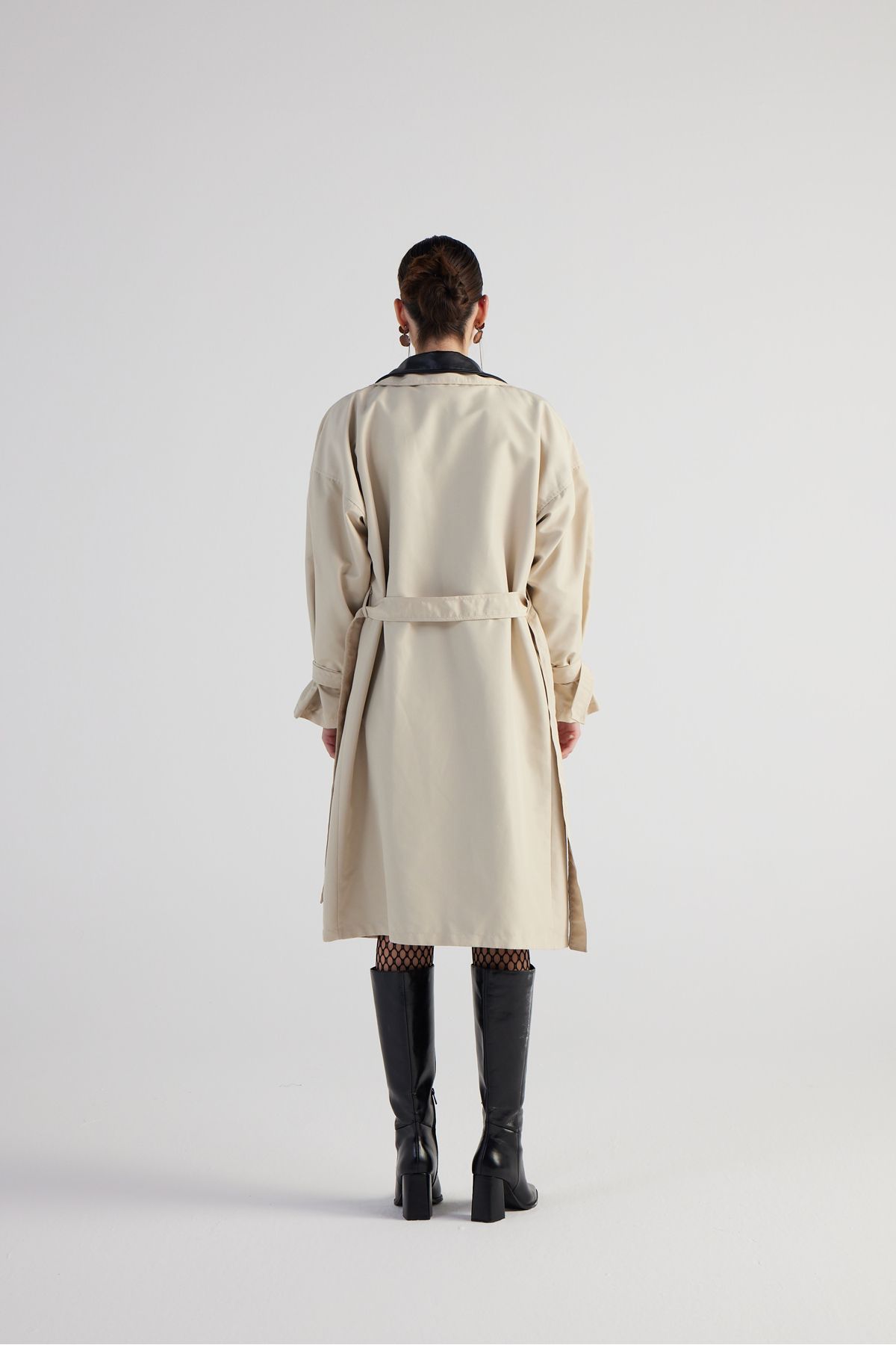 HOLLY LOLLY-Maxi Length Belted Cloak Trenchcoat Beige 4