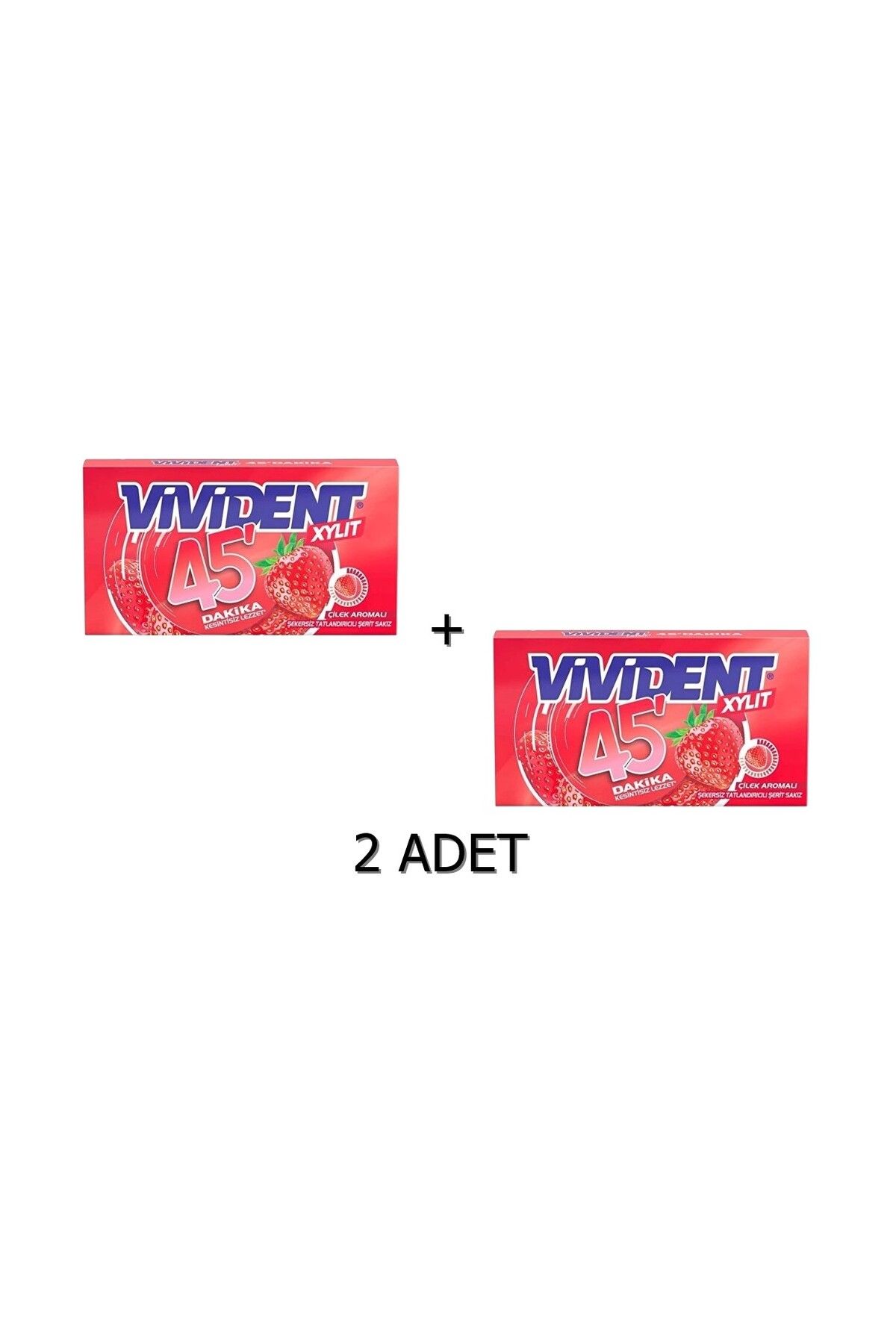 Vivident 45 Dakika Çilek Aromalı Şekersiz-Tatlandırıcılı Şerit Sakız 26g (2 ADET)