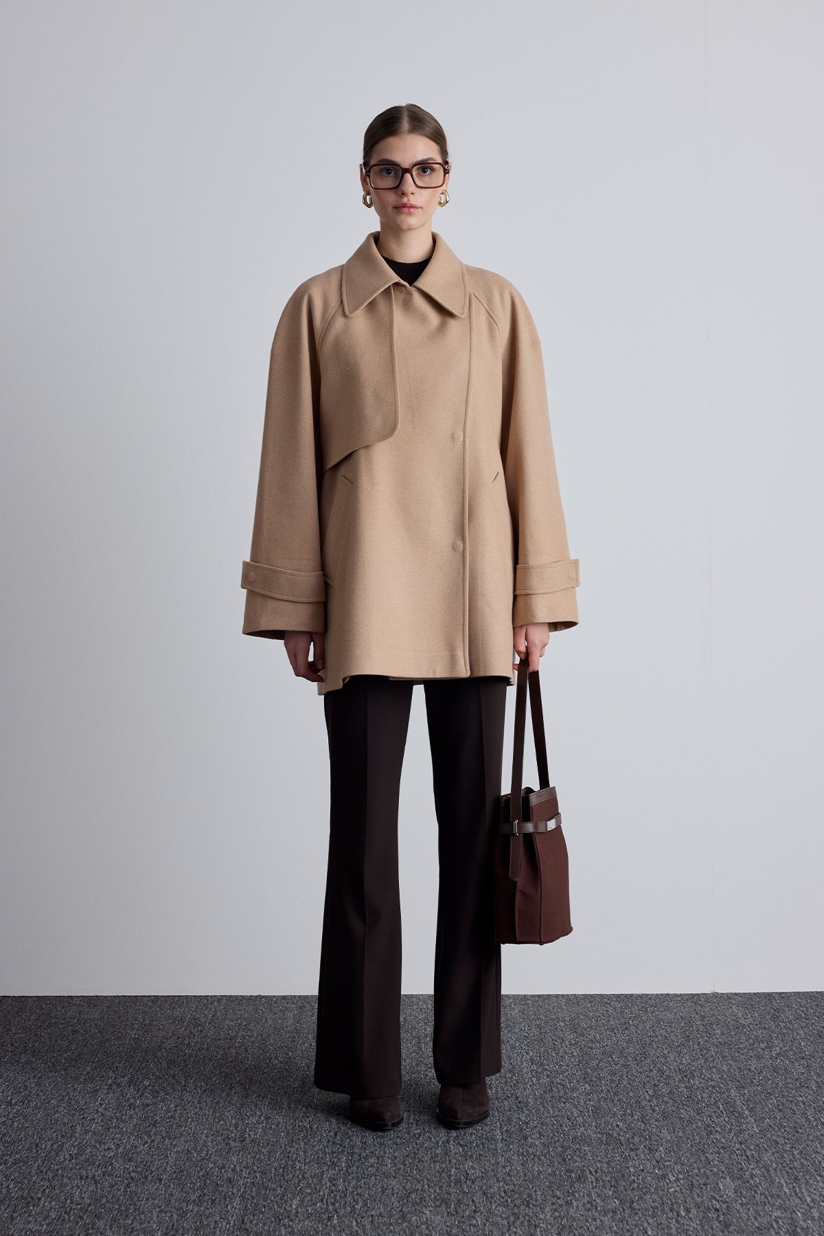 Manuka-Palton Camel Trench cu două piept - MARİ 6