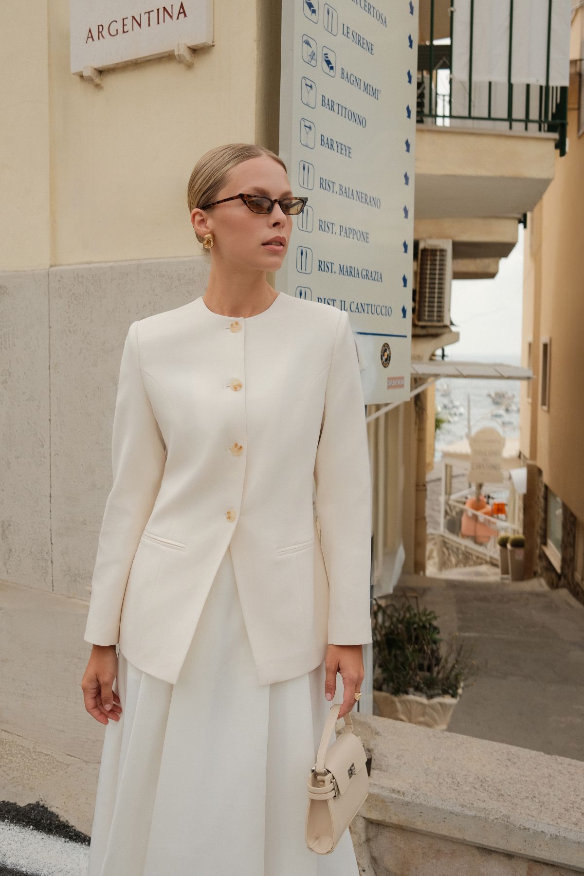 mathilda store-Női Ecru Flounce Midi szoknya 8