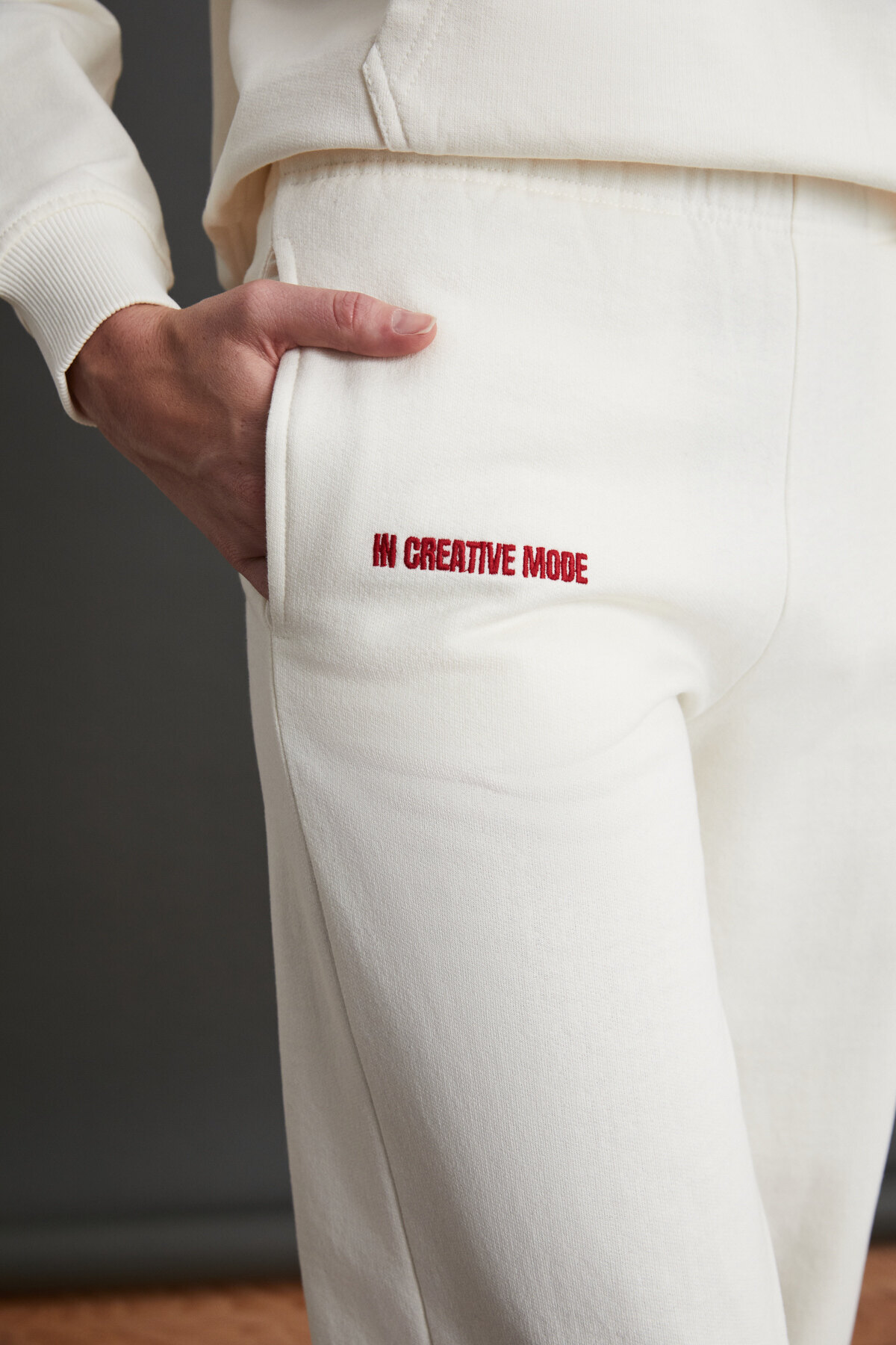 GRIMELANGE  RHYNE Kadın Jogger Lastikli Paça Ekru Eşofman Altı - Görsel 2