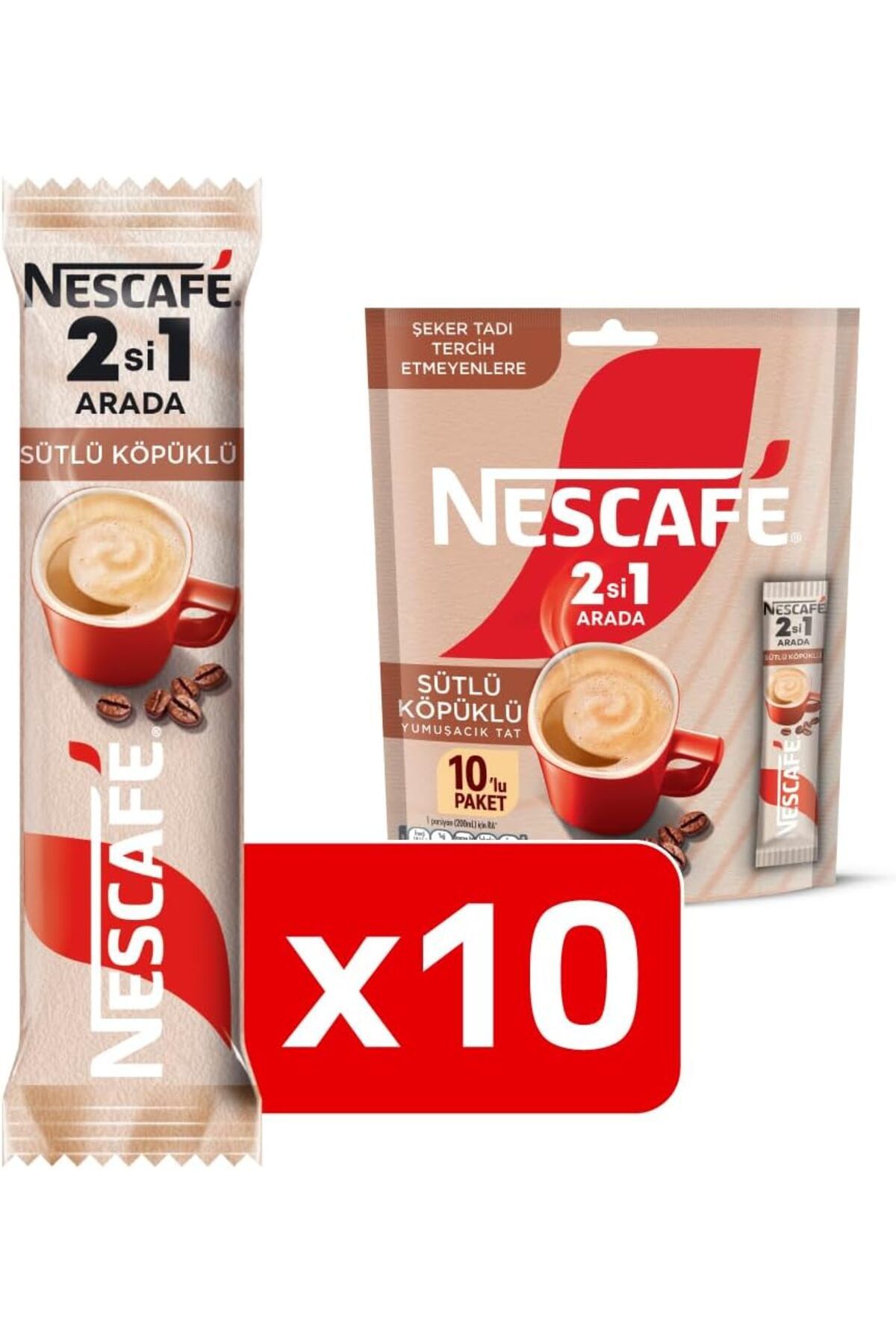 Nescafe 2'si 1 Arada Çözünebilir Kahve Karışımı 10'lu Paket (10 x 10 g)