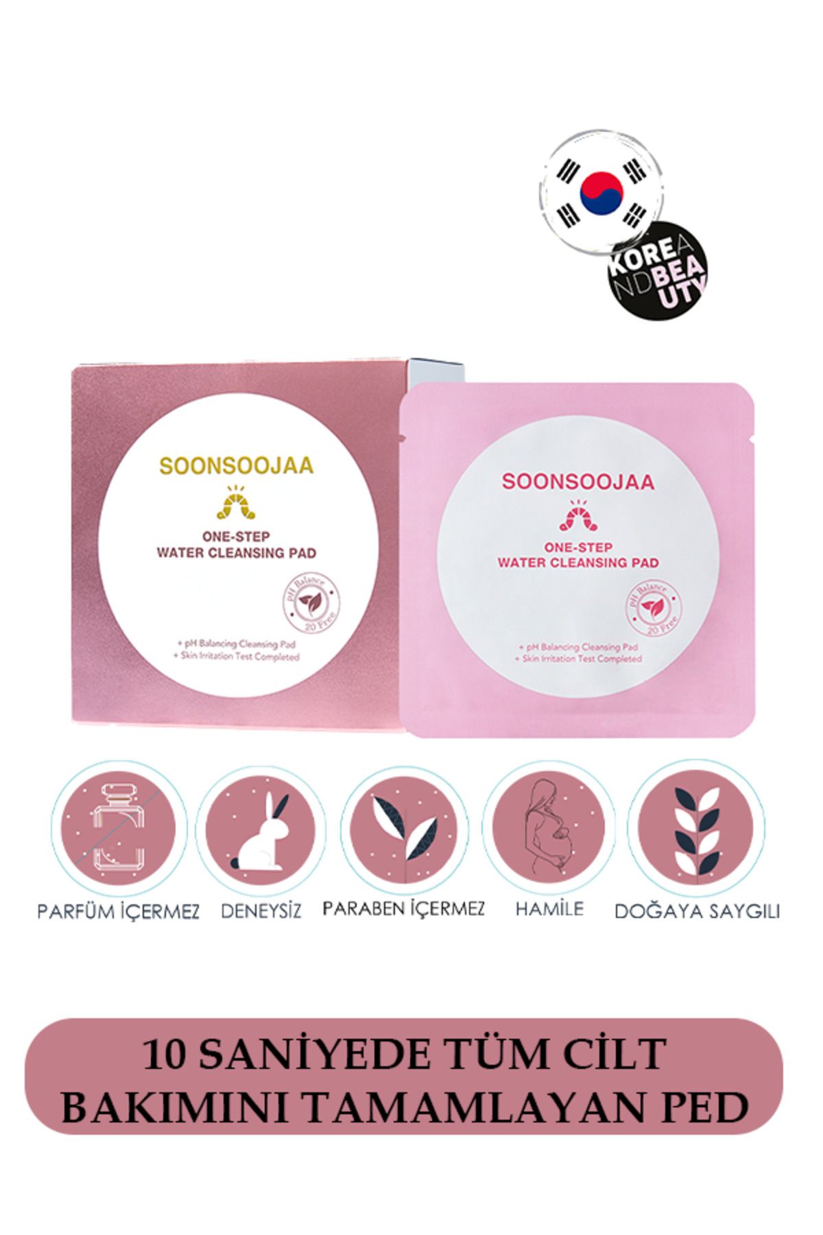 SOONSOOJAA One-step Water Cleansing Pad (40 PAD)- 10 Saniyede Tek Adımda Çift Aşamalı Temizlik Ve Cilt Bakımı