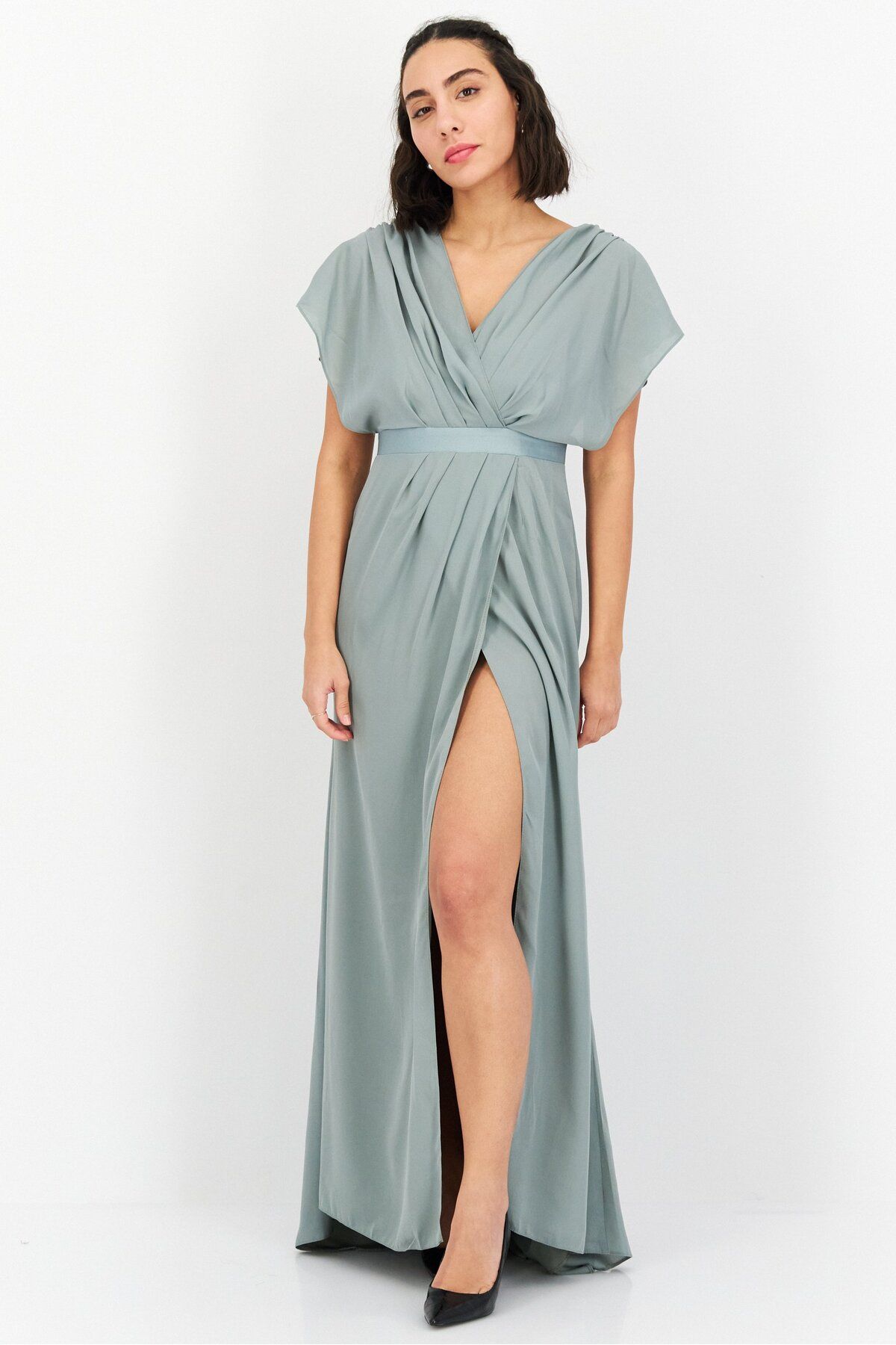 Asos Design-Women Cowl Neck Plain Bridesmaid Dress, Sage Green 1