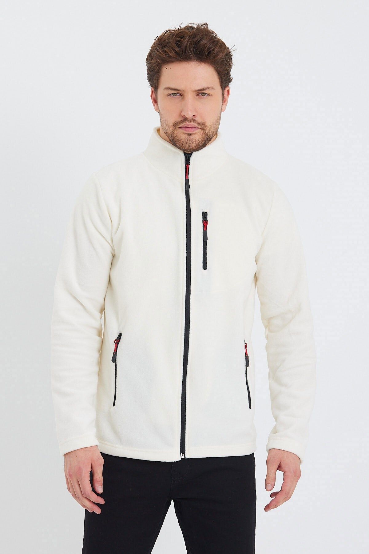 MAXIMILLIAN-White Color 3-Pocket Zippered Men's Fleece - White 6