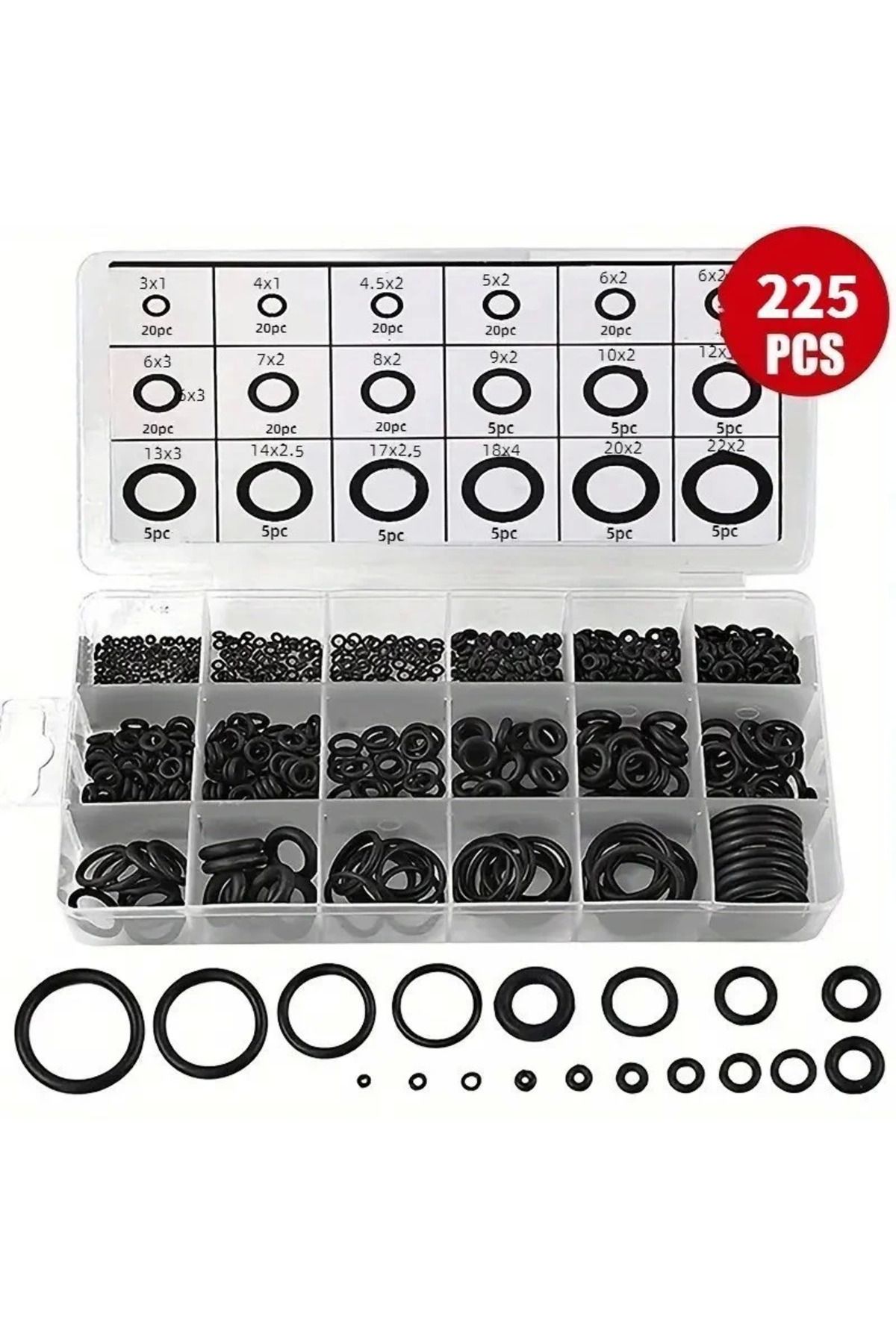 Barkdiss-Buffer ®   225 Pieces Rubber Seal Kit, O Ring Set with Self-Storage Box 1