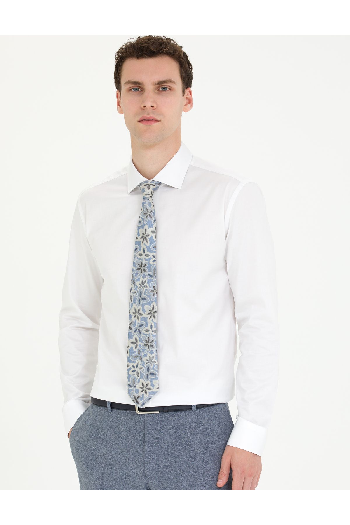سابق سفید پیراهن کلاسیک آستین بلند باریک 50268186-vr013 Pierre Cardin