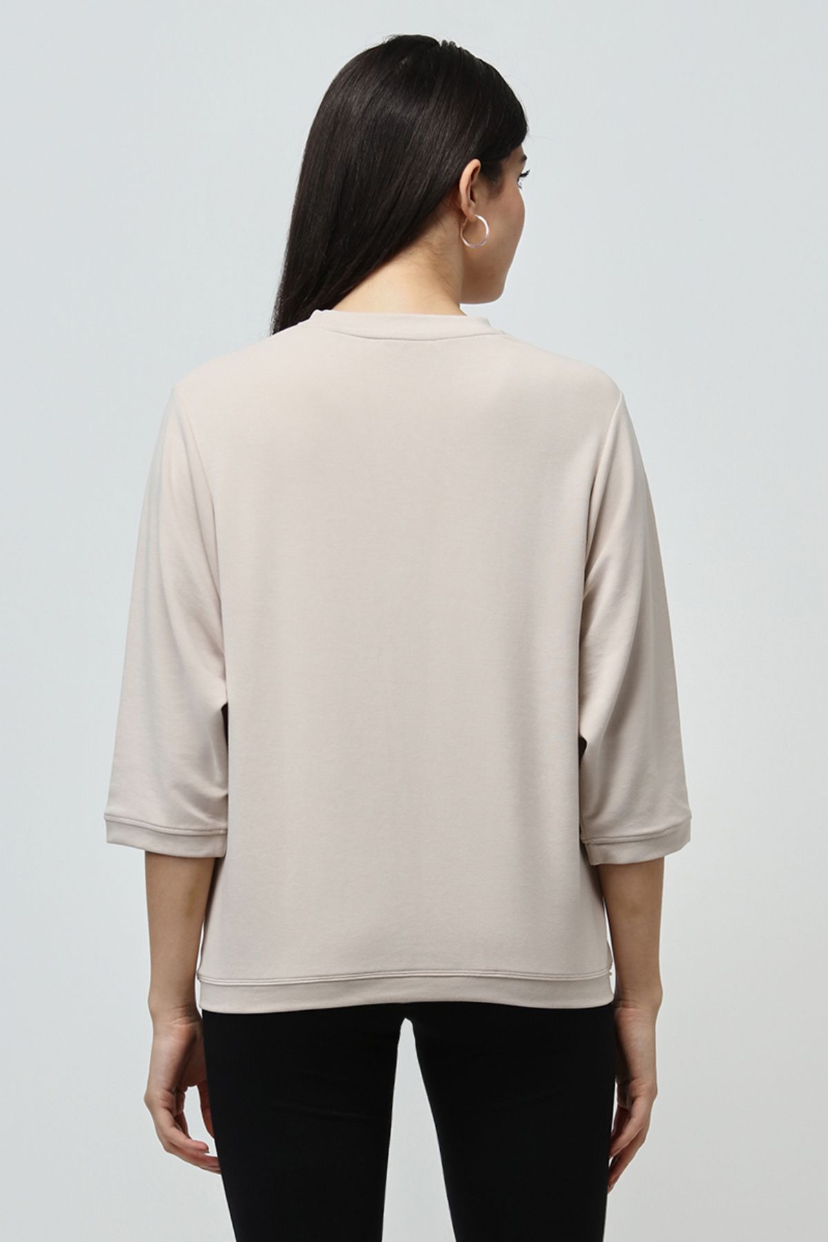 RİNA-Muted Abstract T-shirt Beige 3