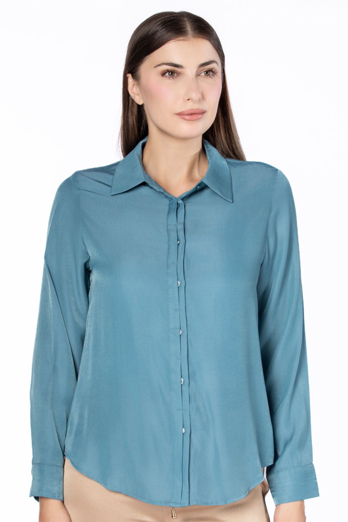 RİNA-Abstract Neutrals Shirt Blue 1