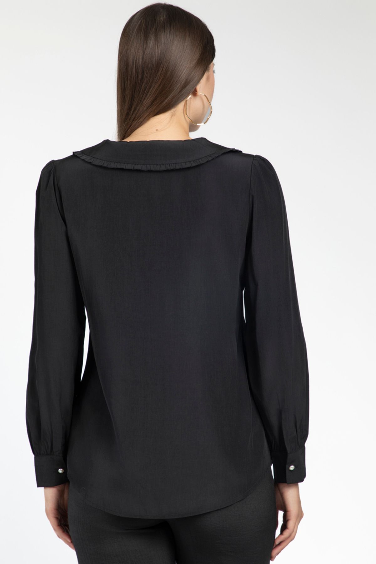 RİNA-Abstract Neutrals Shirt Black 3