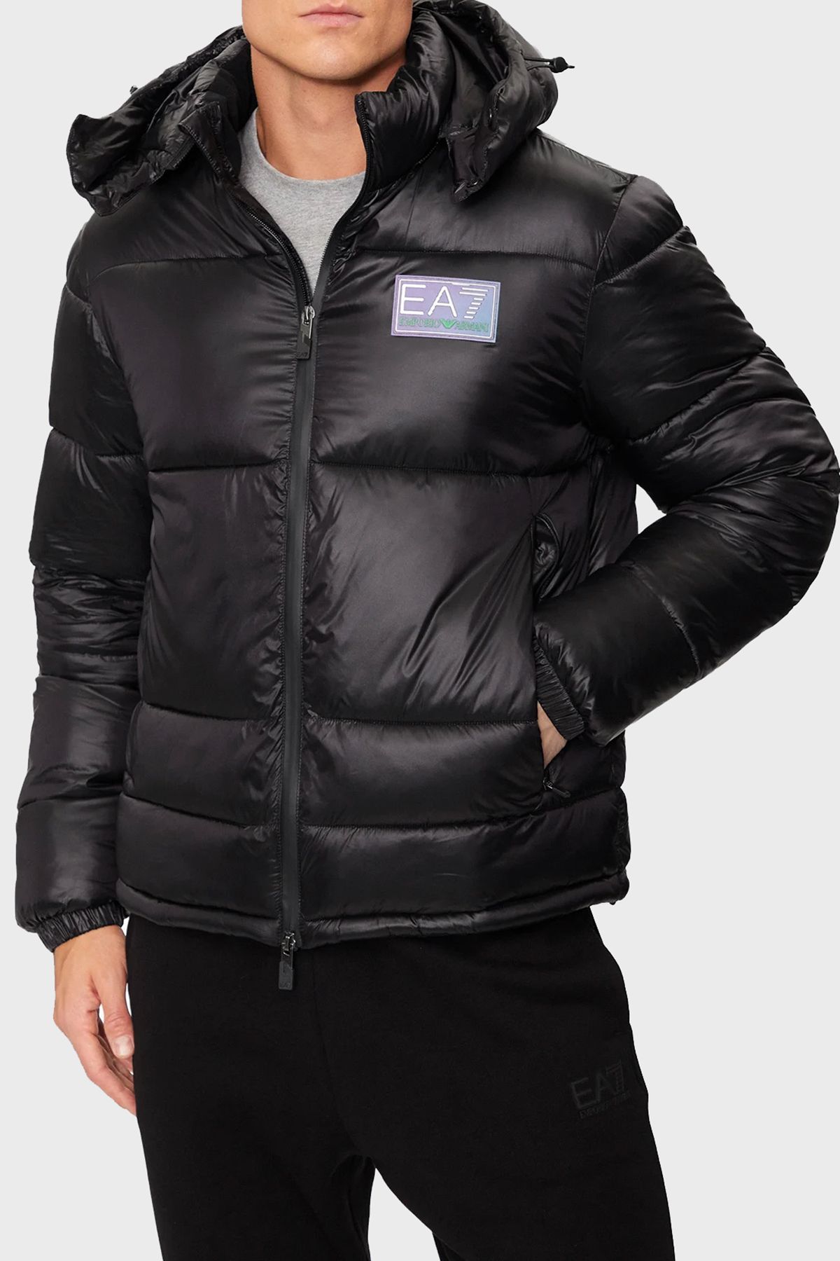 EA7-Men's down Coat - Logo, Quilted, Regular Fit, Detachable Hood, 6Dpb71 Pn2Mz 1200 1