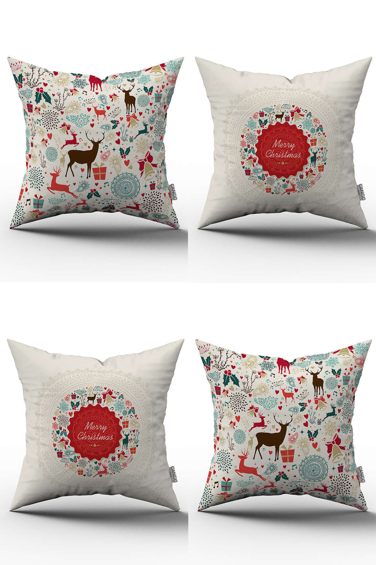 Cango Home-Red Multicolored New Year Themed Set of 4 Throw Pillow Cases St-4Kmbs161 1