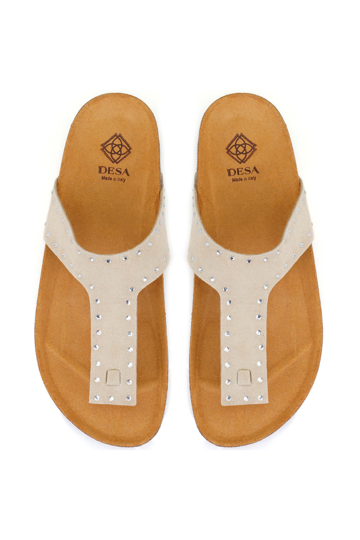 Desa-Women's Beige Flip Flops Suede Leather Slippers 4