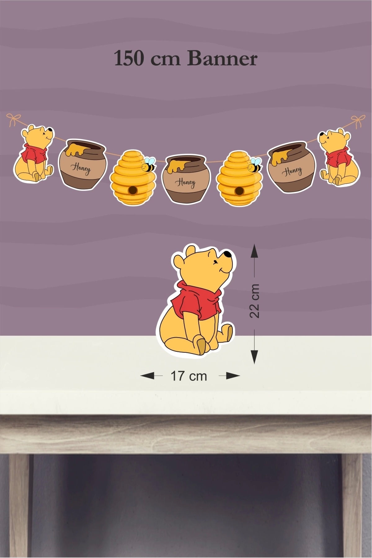 neşeli günlerim Winnie The Pooh Temalı Doğum Günü* Büyük Banner *Kalın Kağıt 150cm