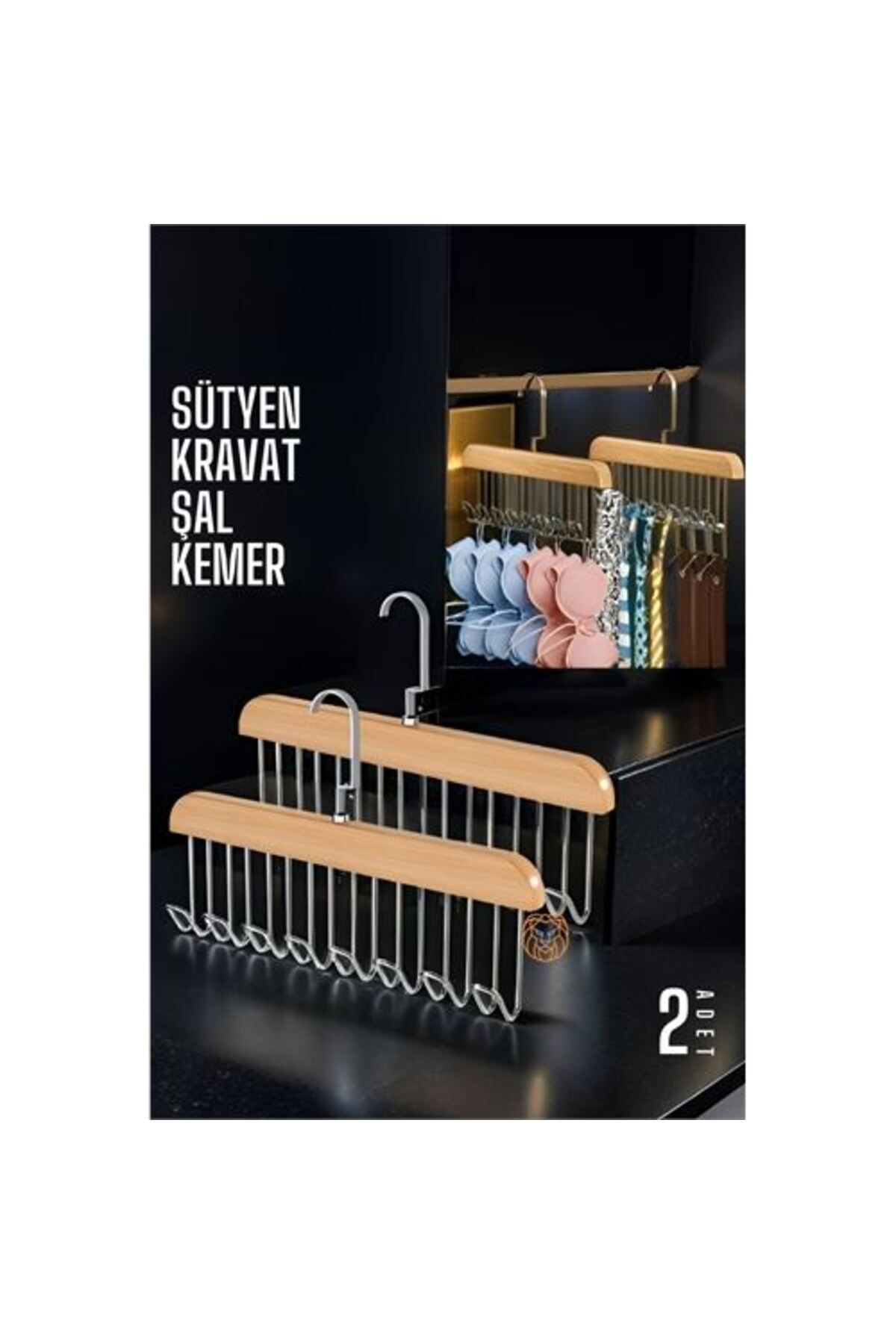 BirdoluSepet Engithalat Dolap İçi Askı 2 adet Sütyen Şal Kravat Kemer Çanta