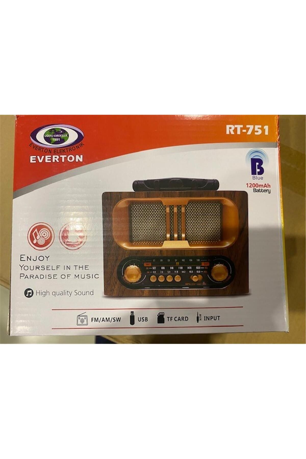 Vobotek Teknoloji Everton Rt-751 -Fm-Am-Sw-Usb-Tf Card-Aux Nostaljik Radyo