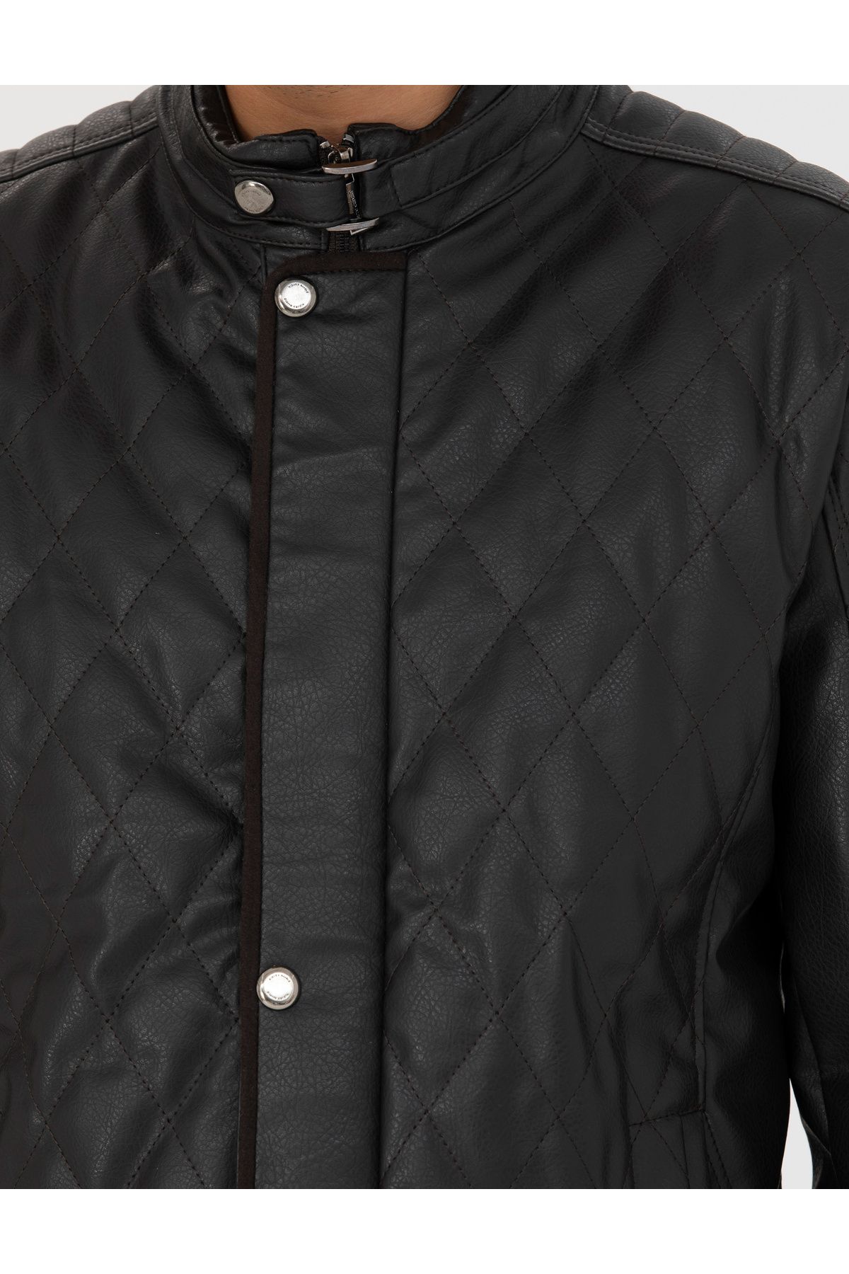 کت مشکی مردانه ژاکت چرمی قهوه ای 400 Pierre Cardin
