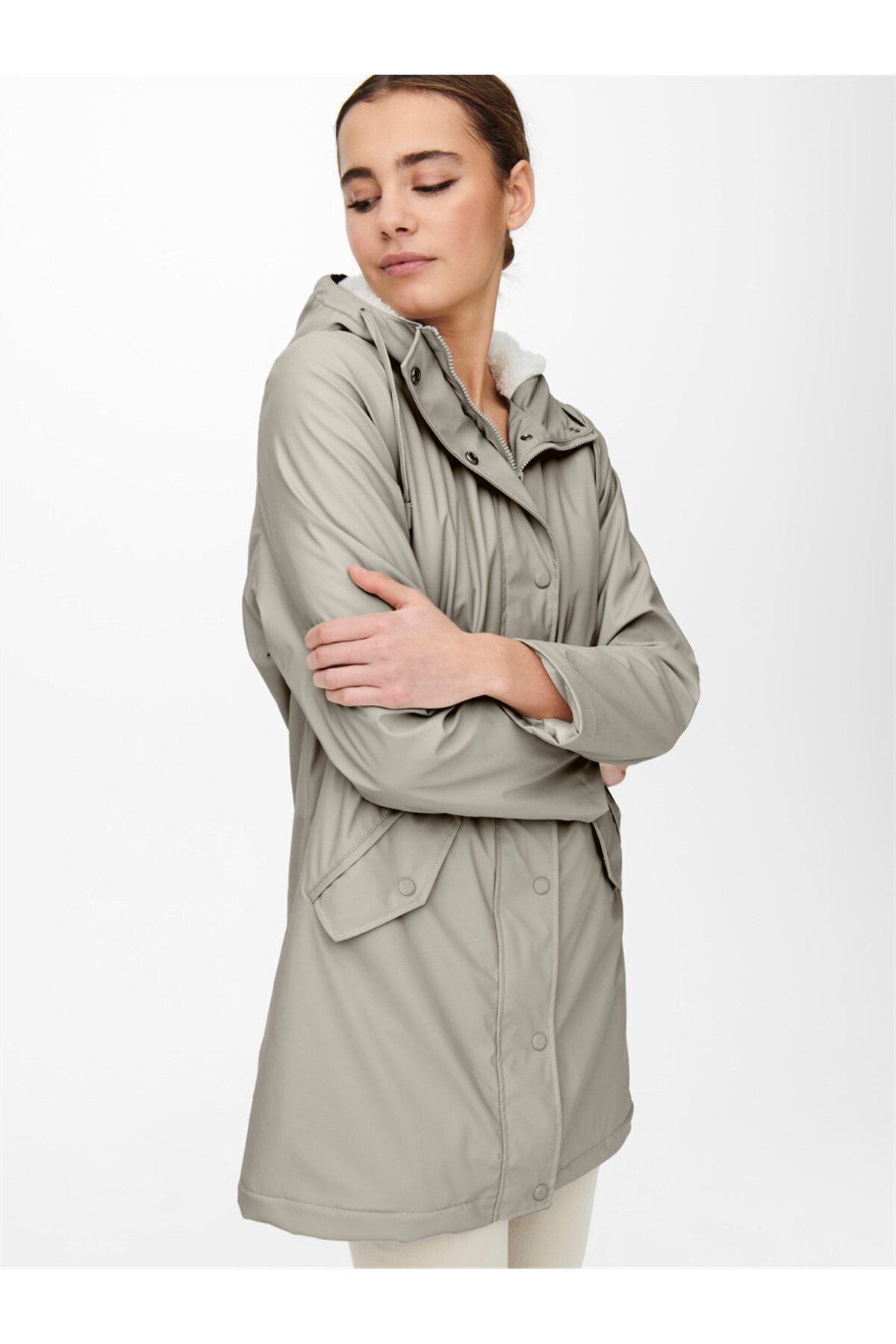 ONLY 15206116-Fw Onlsally Raıncoat Otw Noos Kadın Yağmurluk Kaban görsel 6
